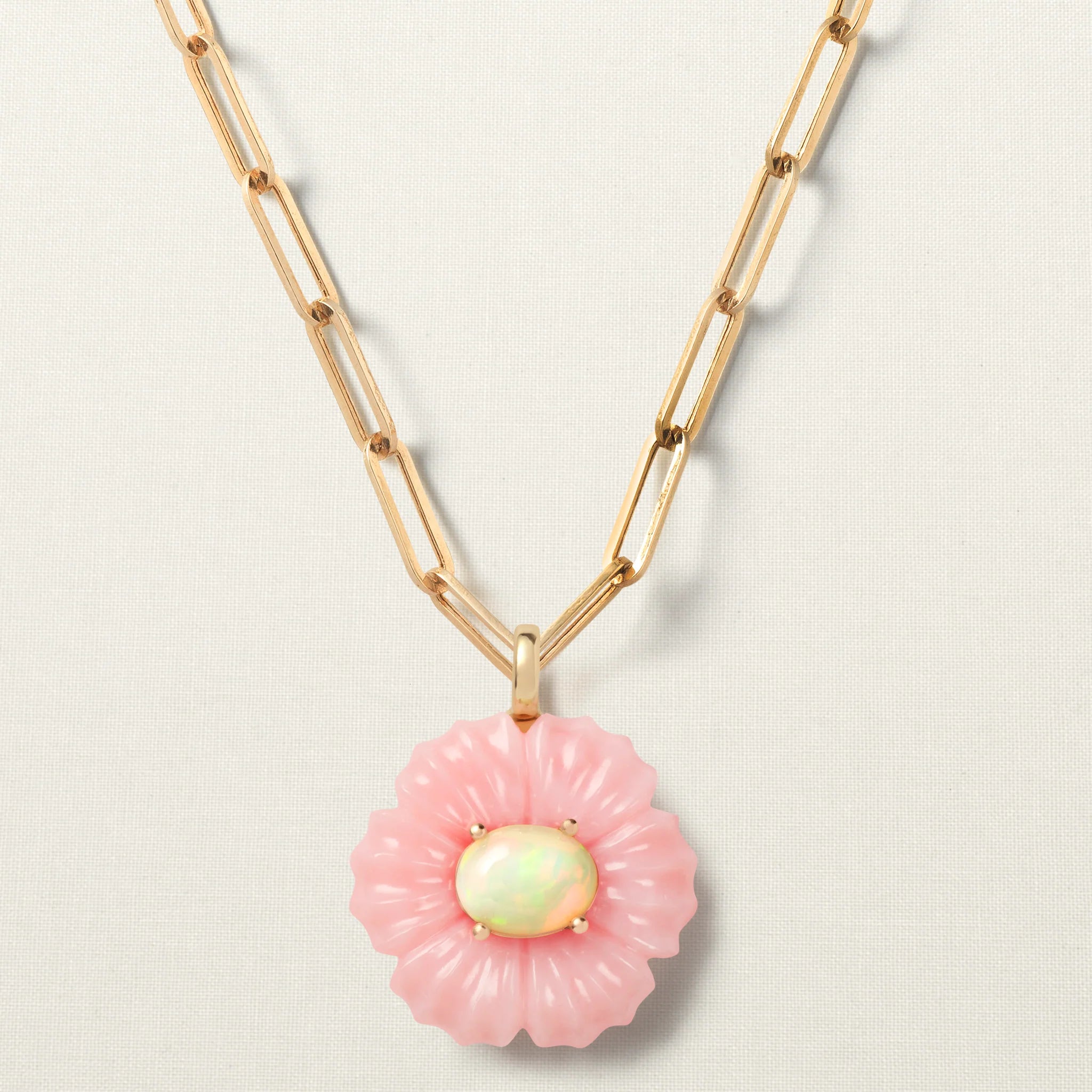 Isla Flower Pendant Big Pink Opal Ethiopian Opal