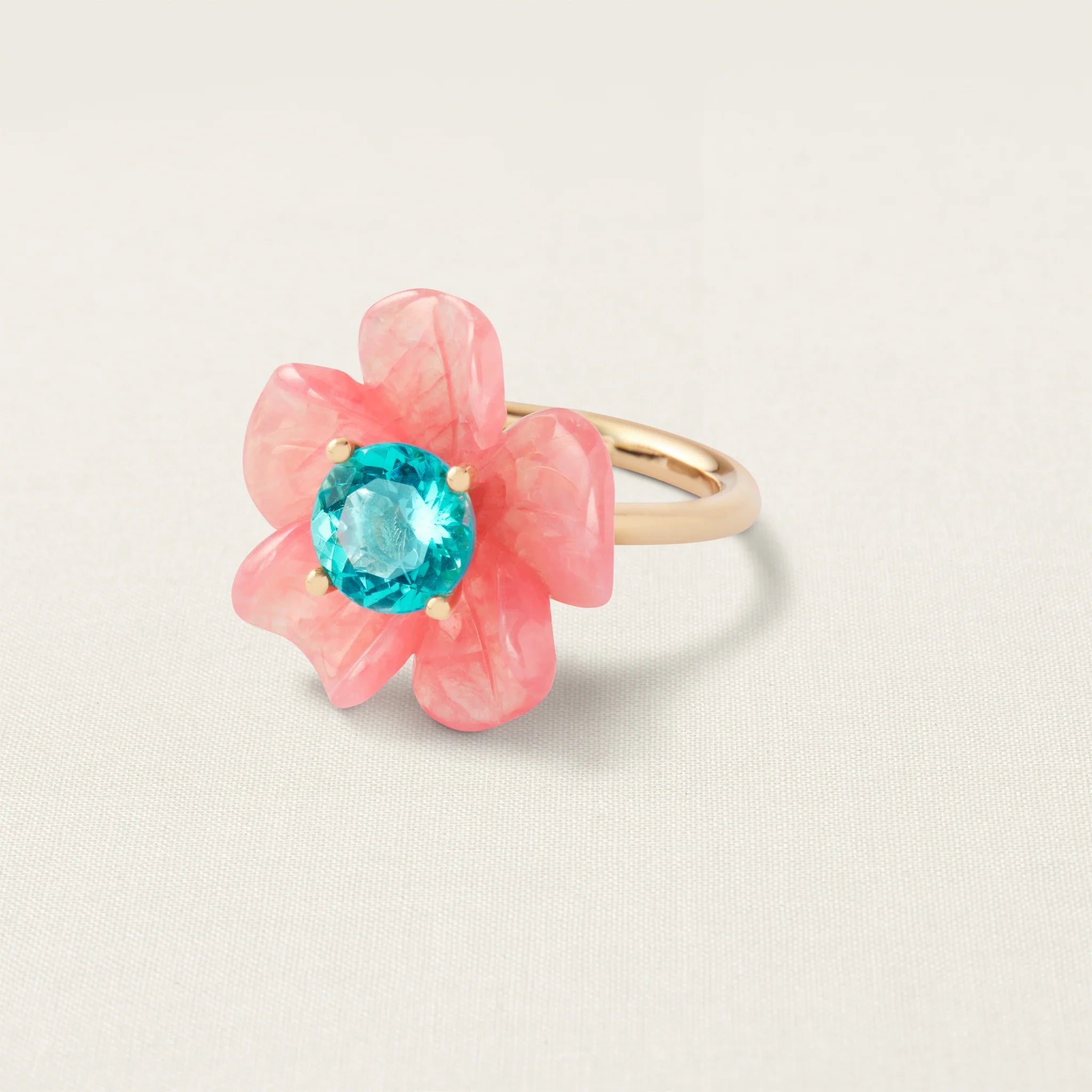 Island Flower Ring Big Rhodochrosite Apatite