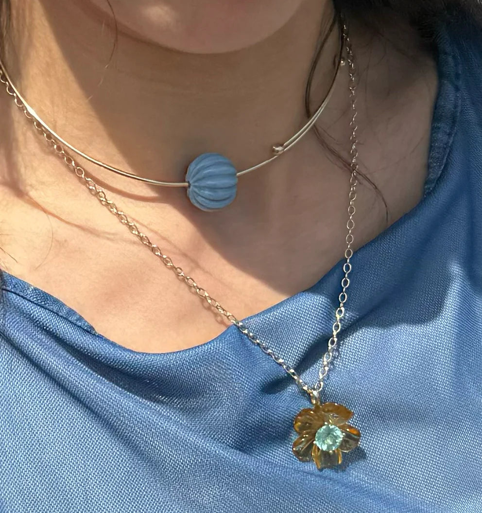 Island Flower Pendant Big Citrine Aquamarine