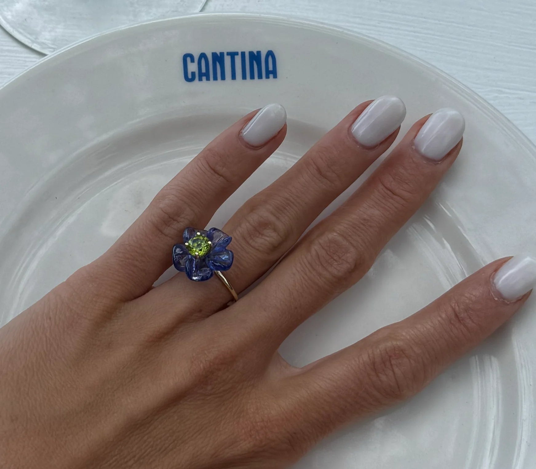 Island Flower Ring Small Tanzanite Peridot