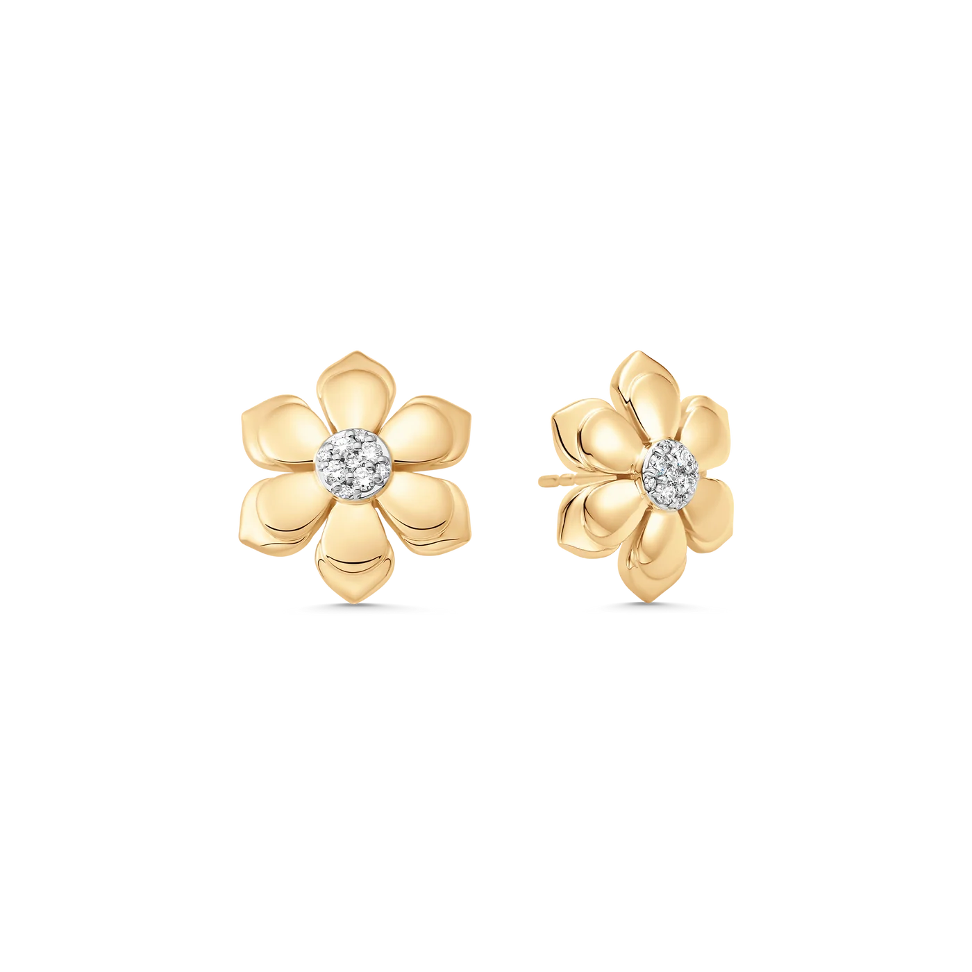 Lierre Gold & Diamond Pear Flower Petite Solid Studs