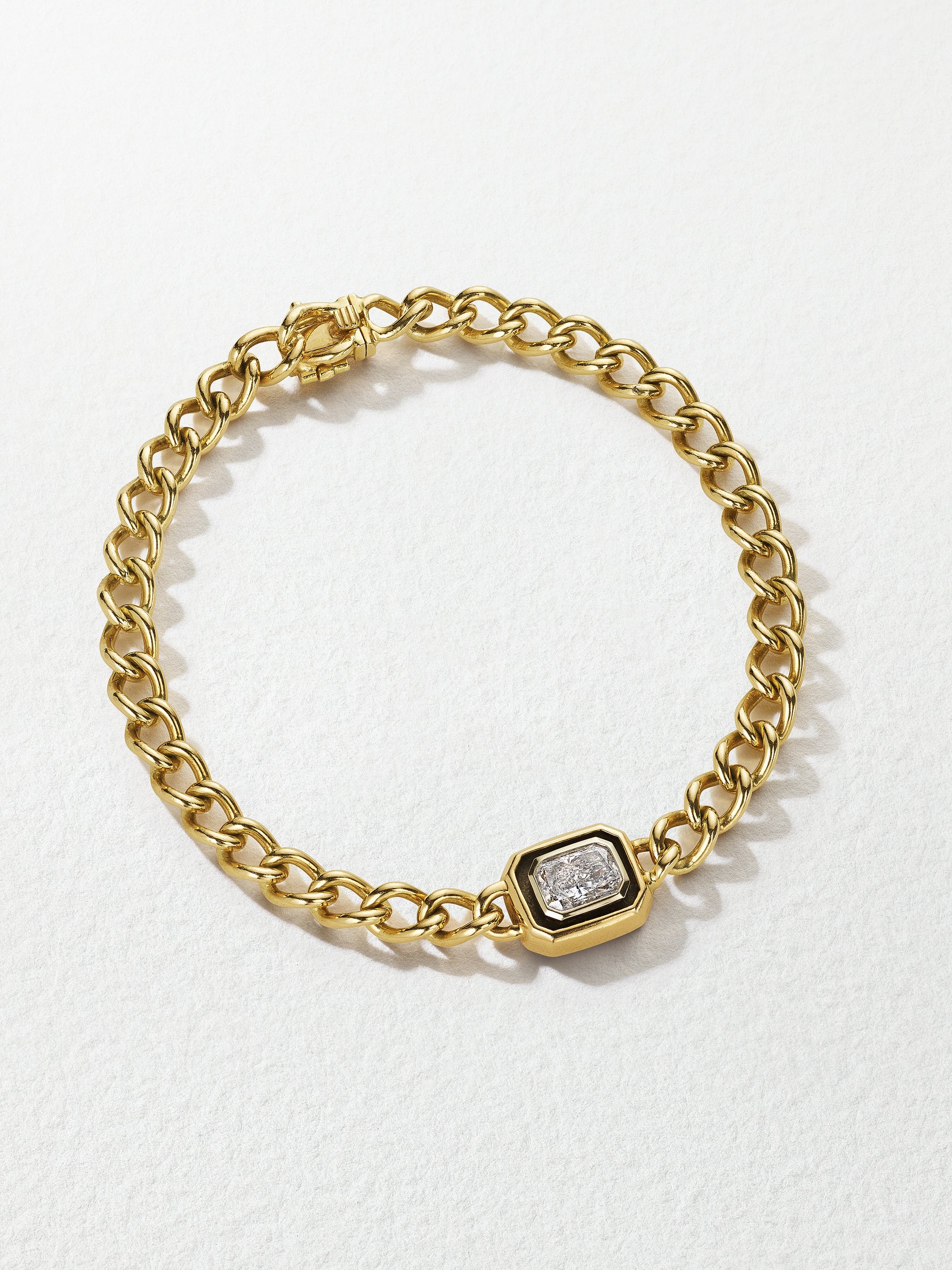 'All That Is' Emerald Cut Diamond Curb Chain Bracelet