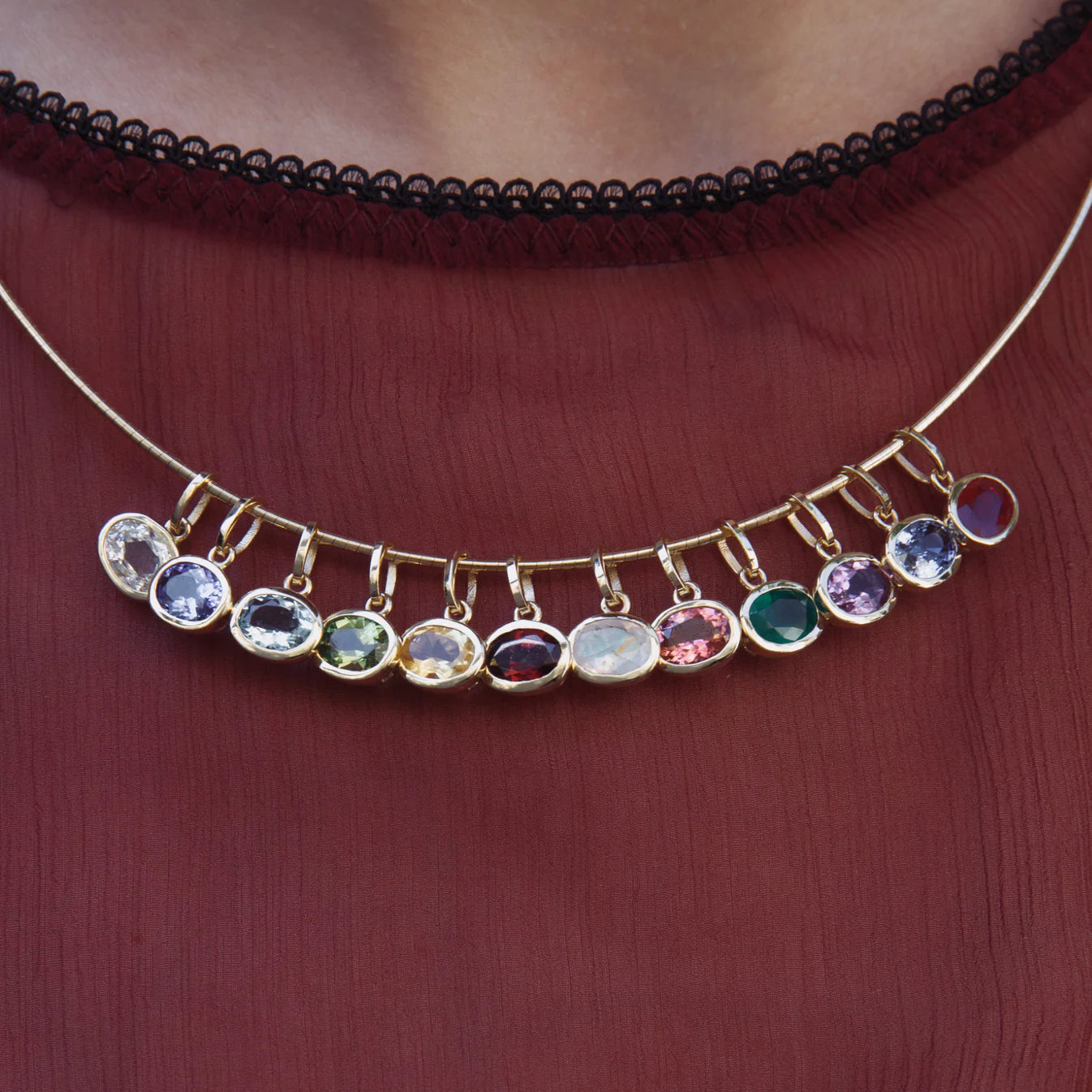 Oval Birthstone Charm