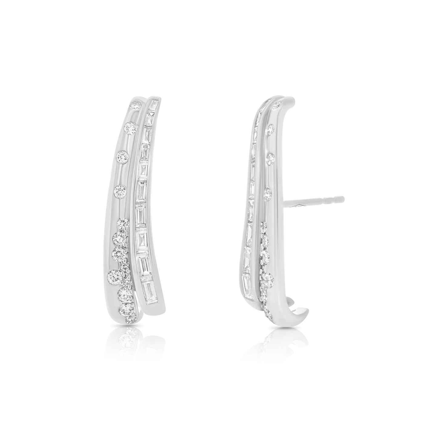 Papua Gold & Diamond Curved Double Row Earring