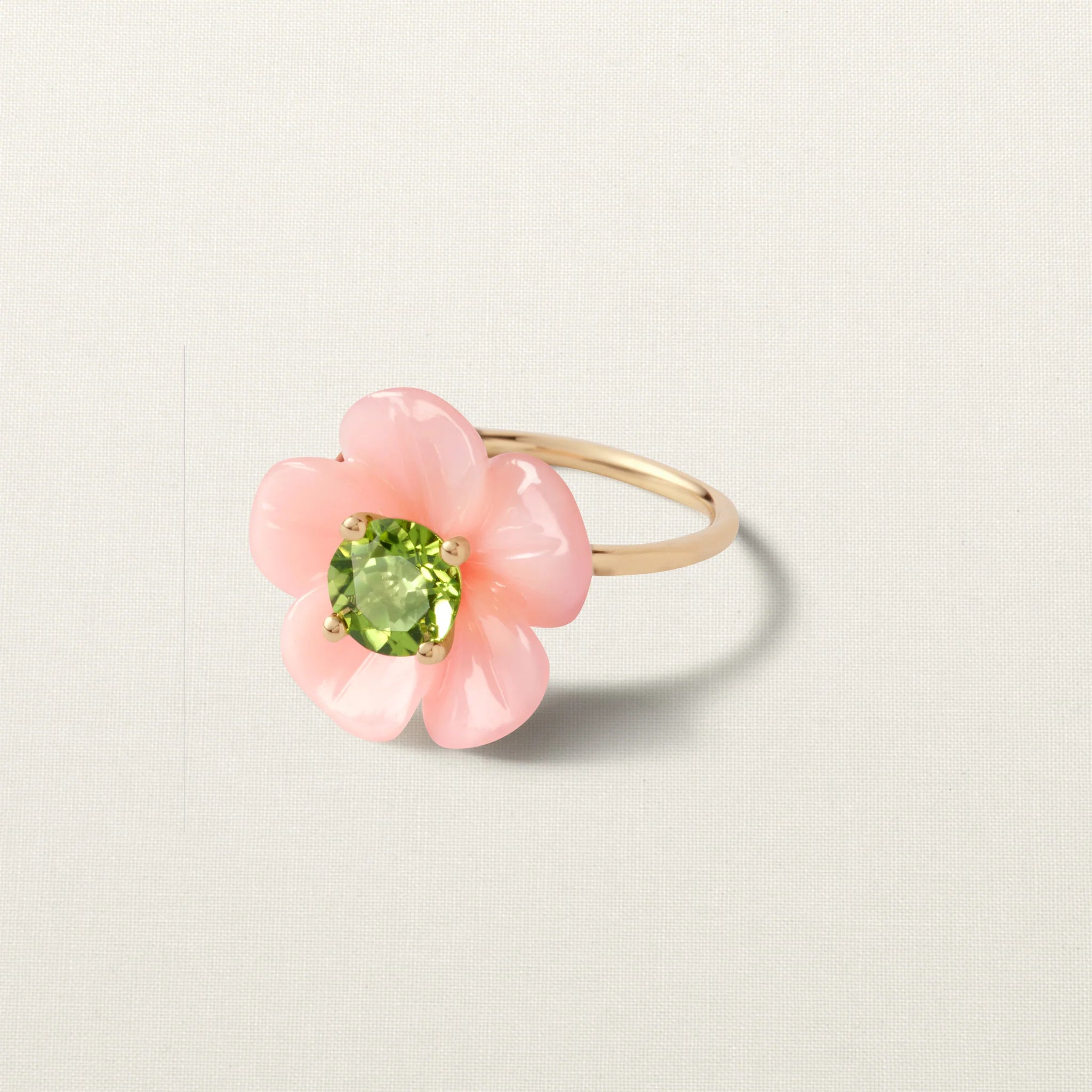 Pinky Flower Ring Pink Opal Peridot