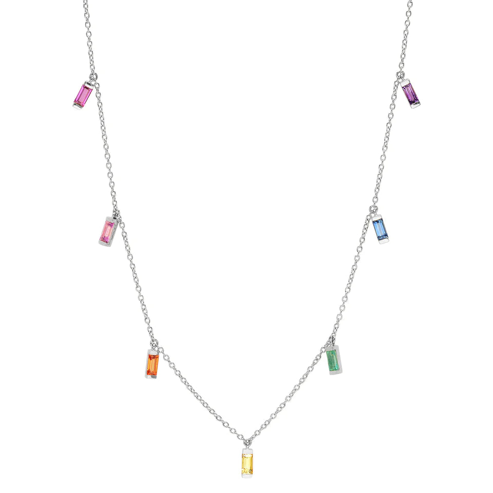 Rainbow Baguette Necklace