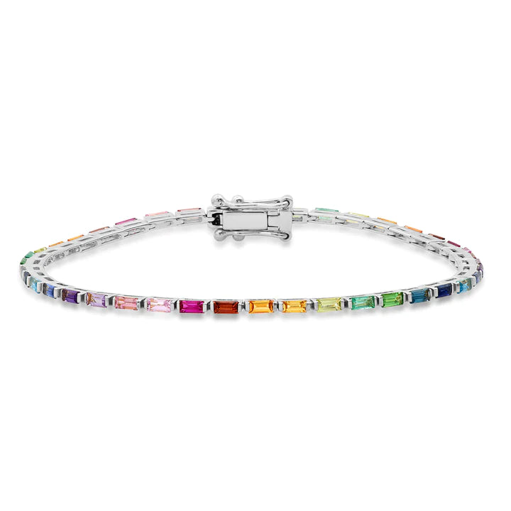 Rainbow Baguette Tennis Bracelet