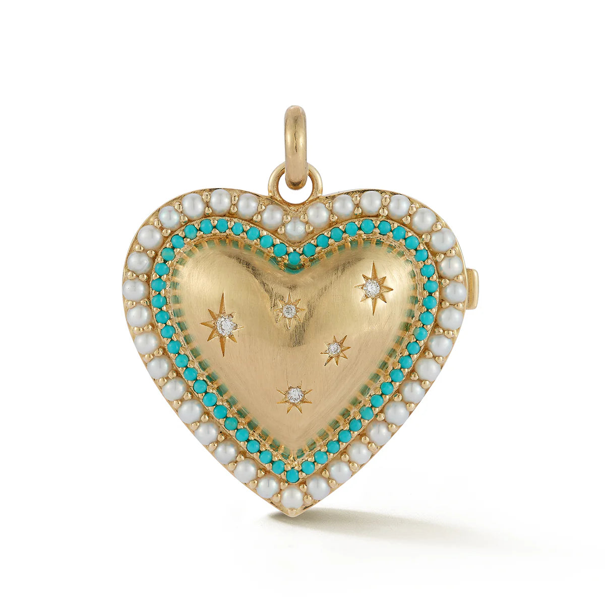14K Gold Turquoise & Pearl Laney Locket