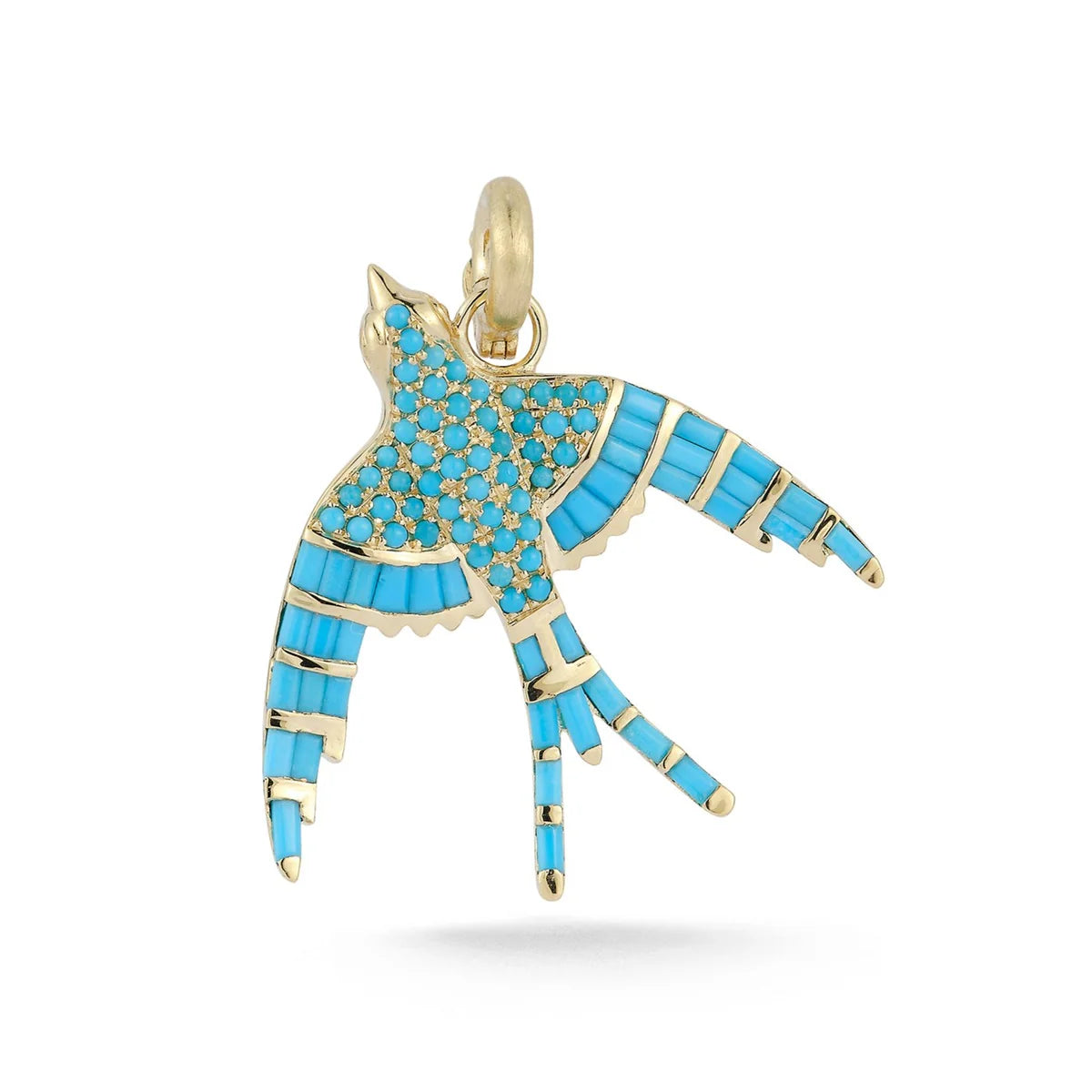 14K Gold & Turquoise Evelyn Birdie Charm