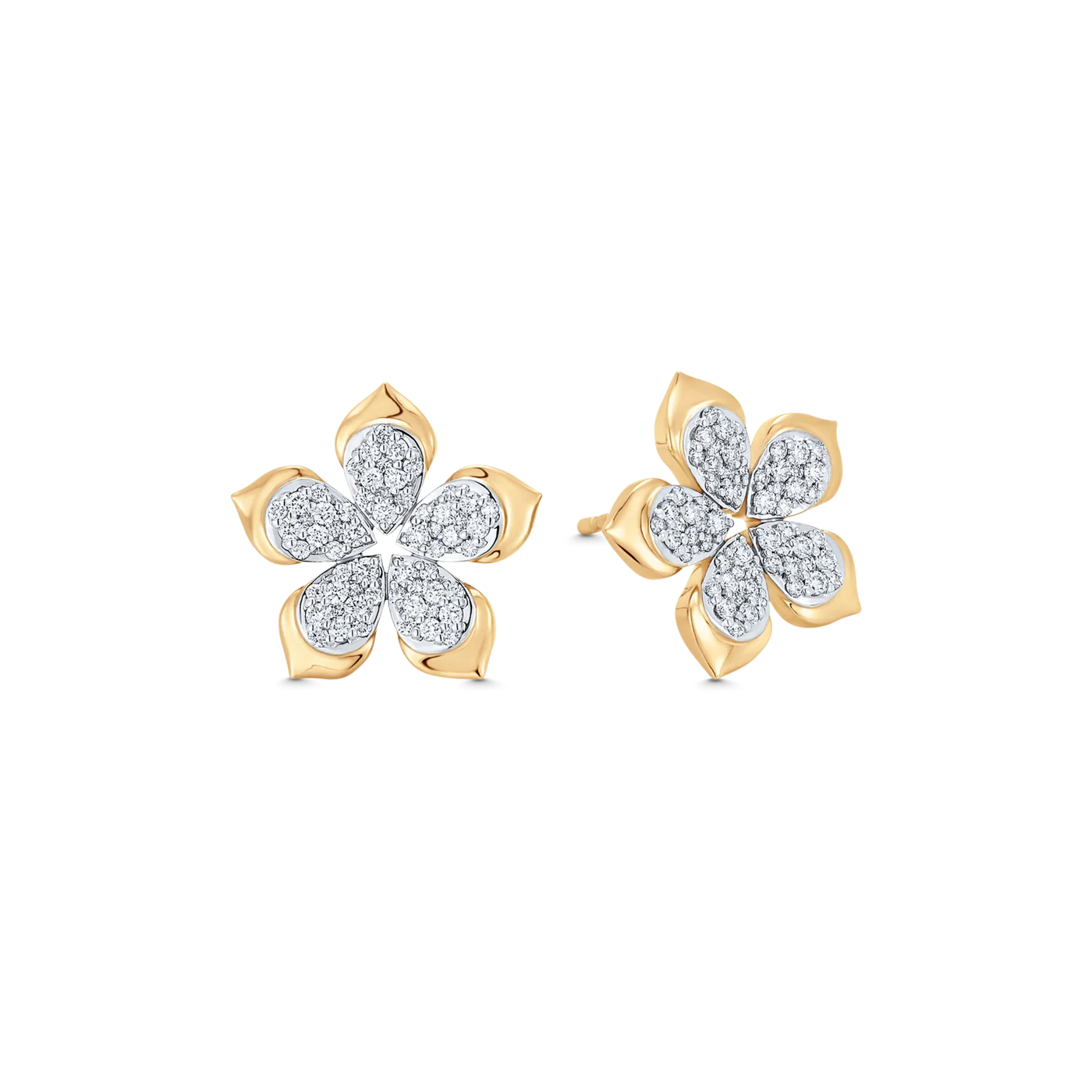 Lierre Gold and Diamond Pear Flower Stud Earring