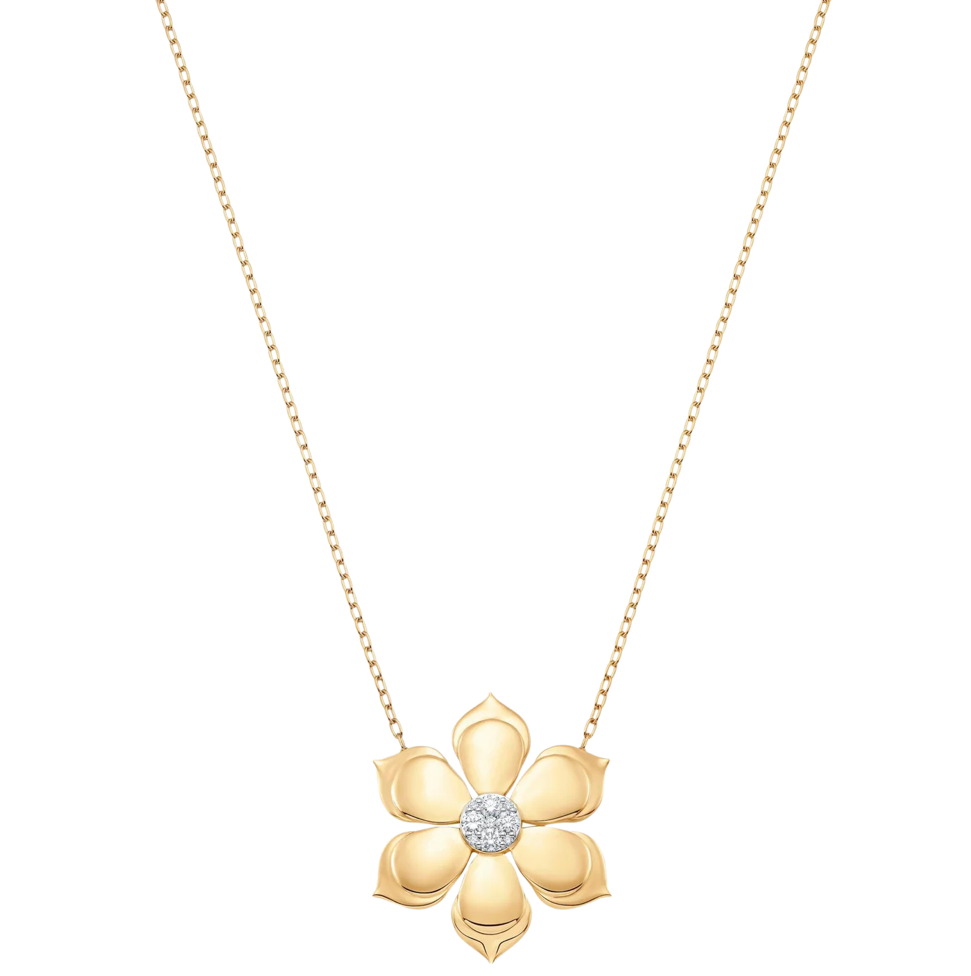 Lierre Gold and Pear Diamond Large Flower Necklace