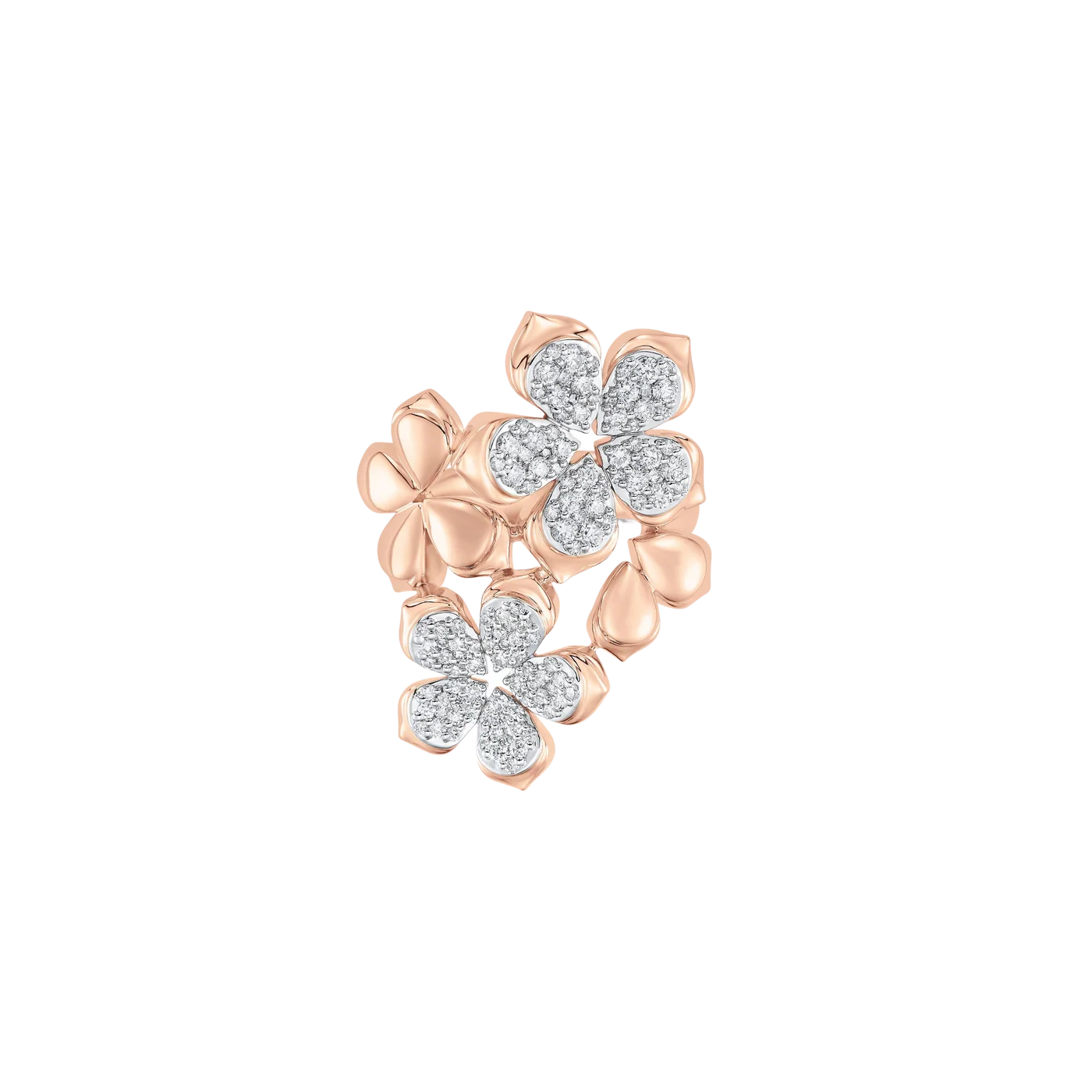 Lierre Gold and Diamond Partial Two Pear Flower Cluster Ring