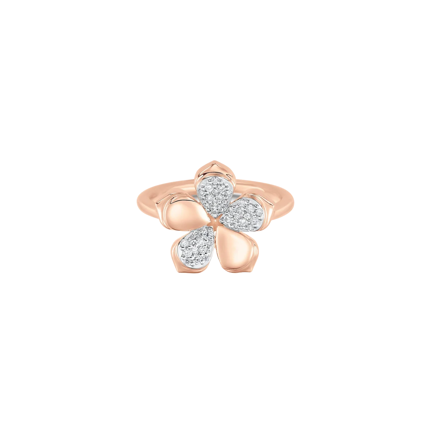 Lierre Gold and Diamond Pear Diamond and Flower Pinky Ring
