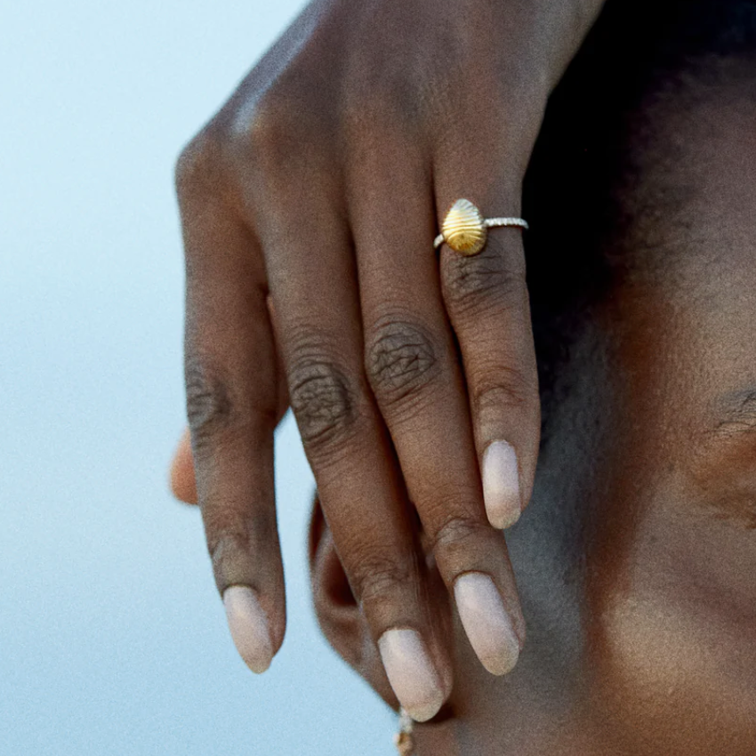 Diamond Thread and Shell Ring