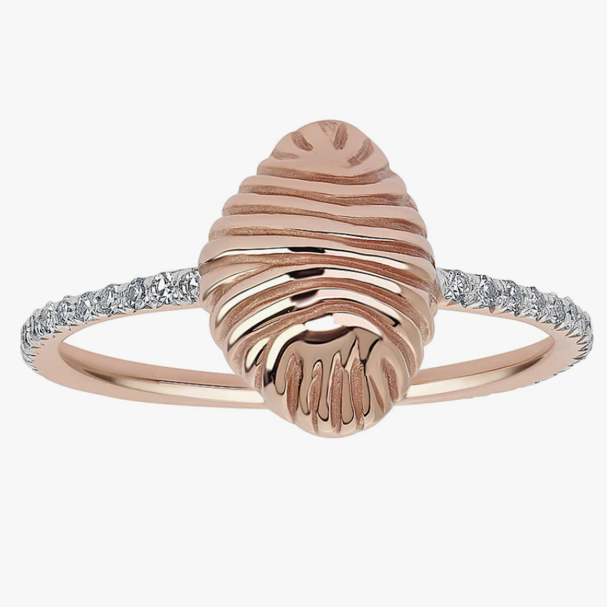 Small Diamond Thread and Shell Ring