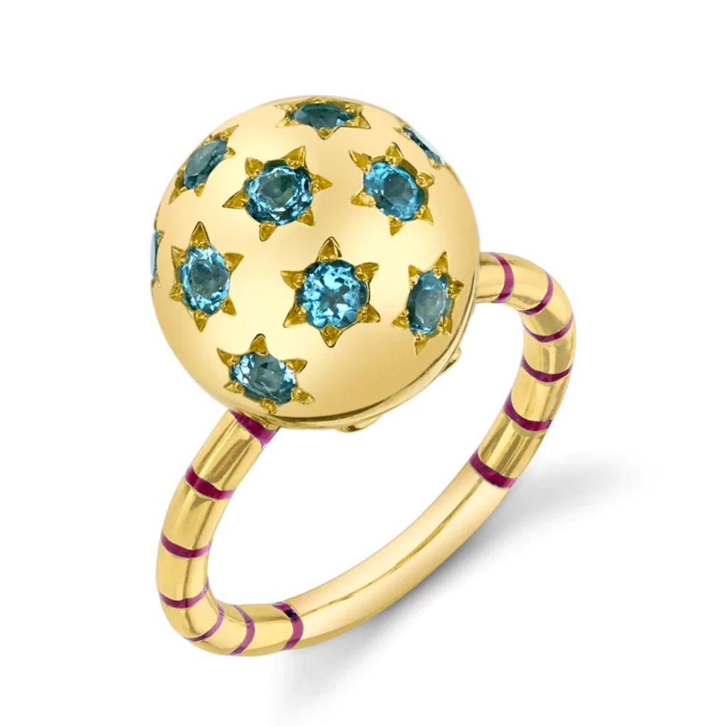 Ethel Ring with Striped Enamel Band