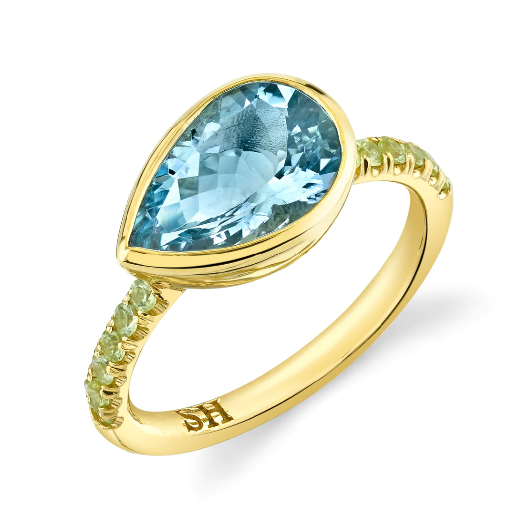 Pavé Shirley Bezel Set Pear Cut Ring
