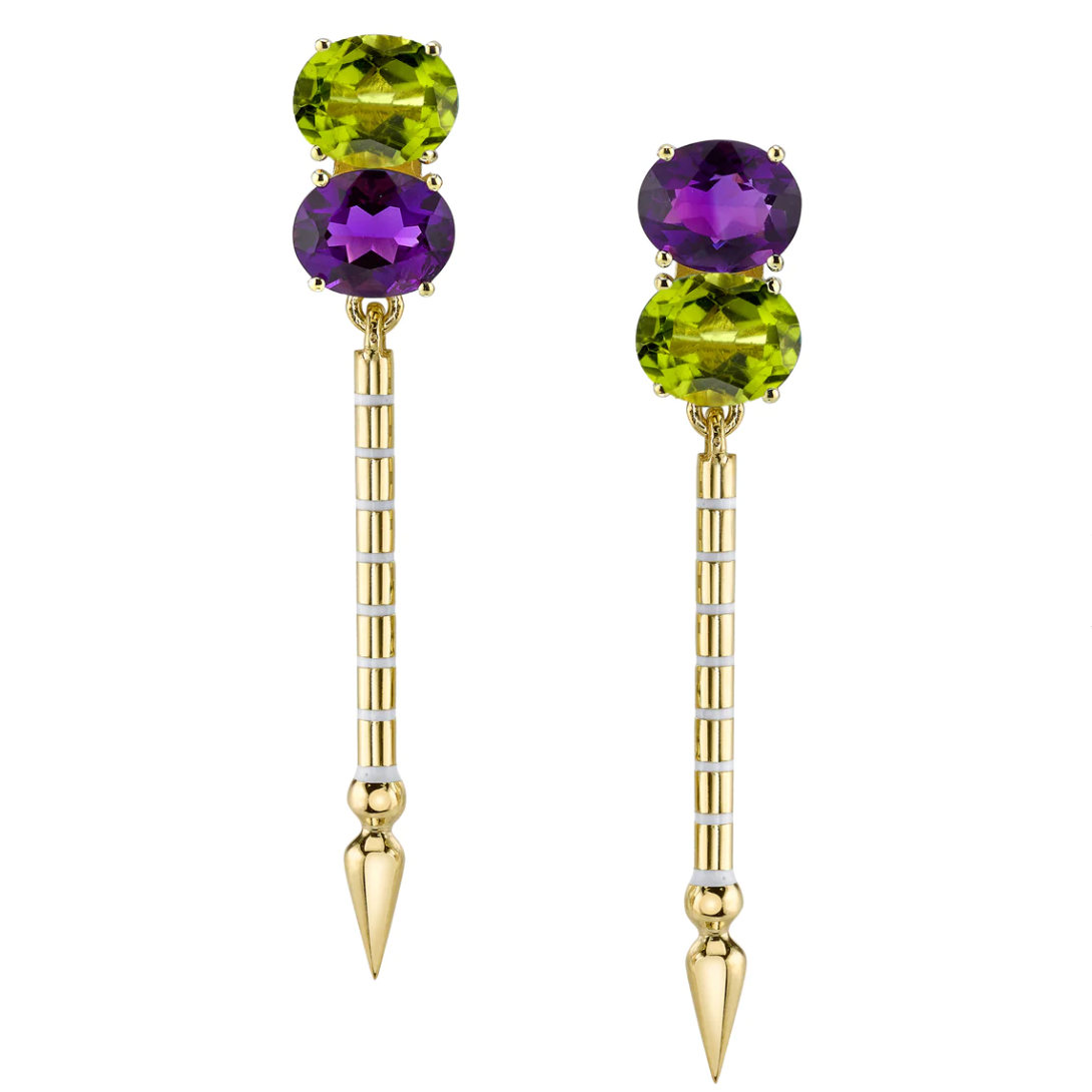 Double Gemstone Shirley Spear Earrings