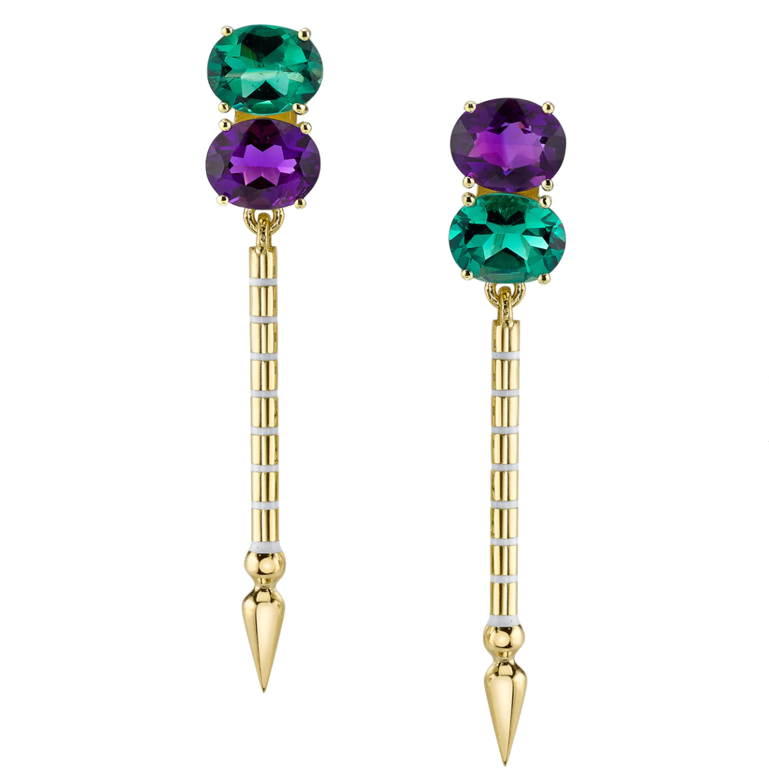 Double Gemstone Shirley Spear Earrings