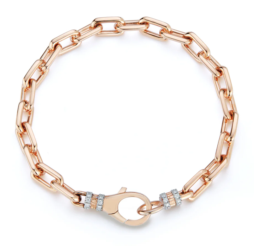 Clive Gold Chain Link Bracelet With Diamond Lobster Clasp
