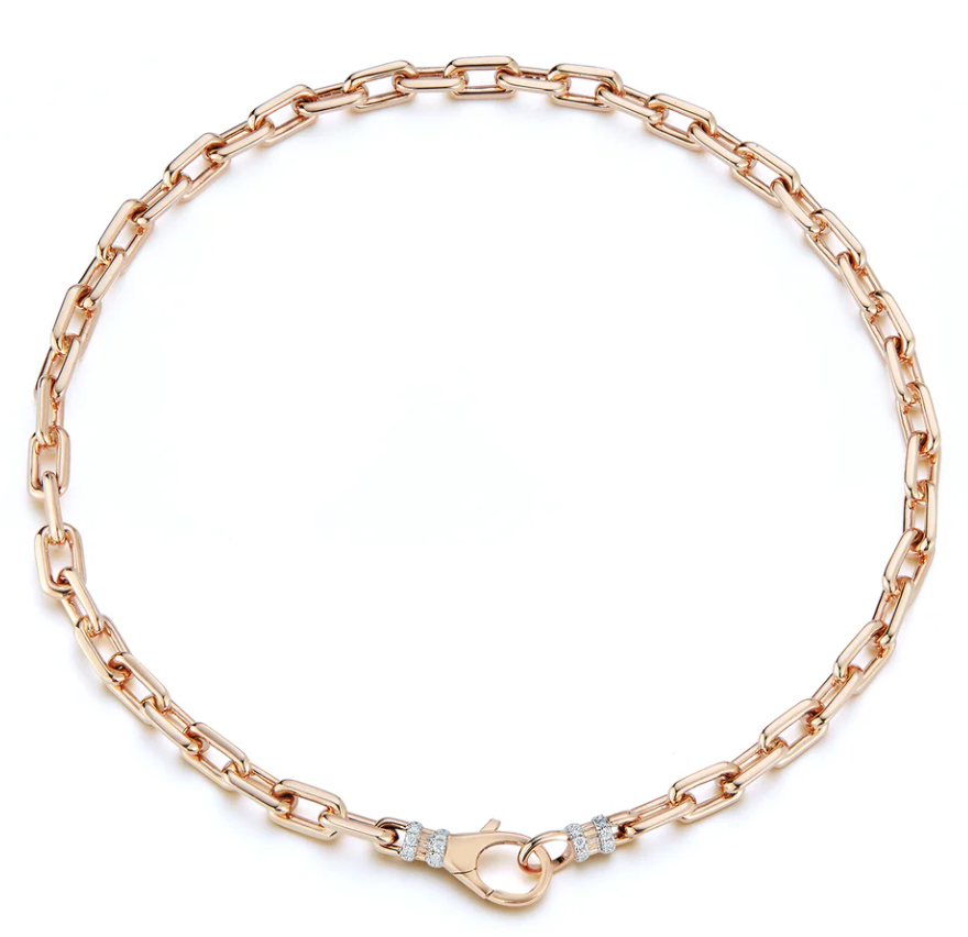Clive Gold Chain Link Choker With Diamond Lobster Clasp