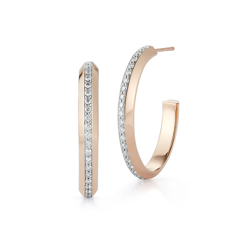 Grant Gold and Diamond Knife Edge Hoops