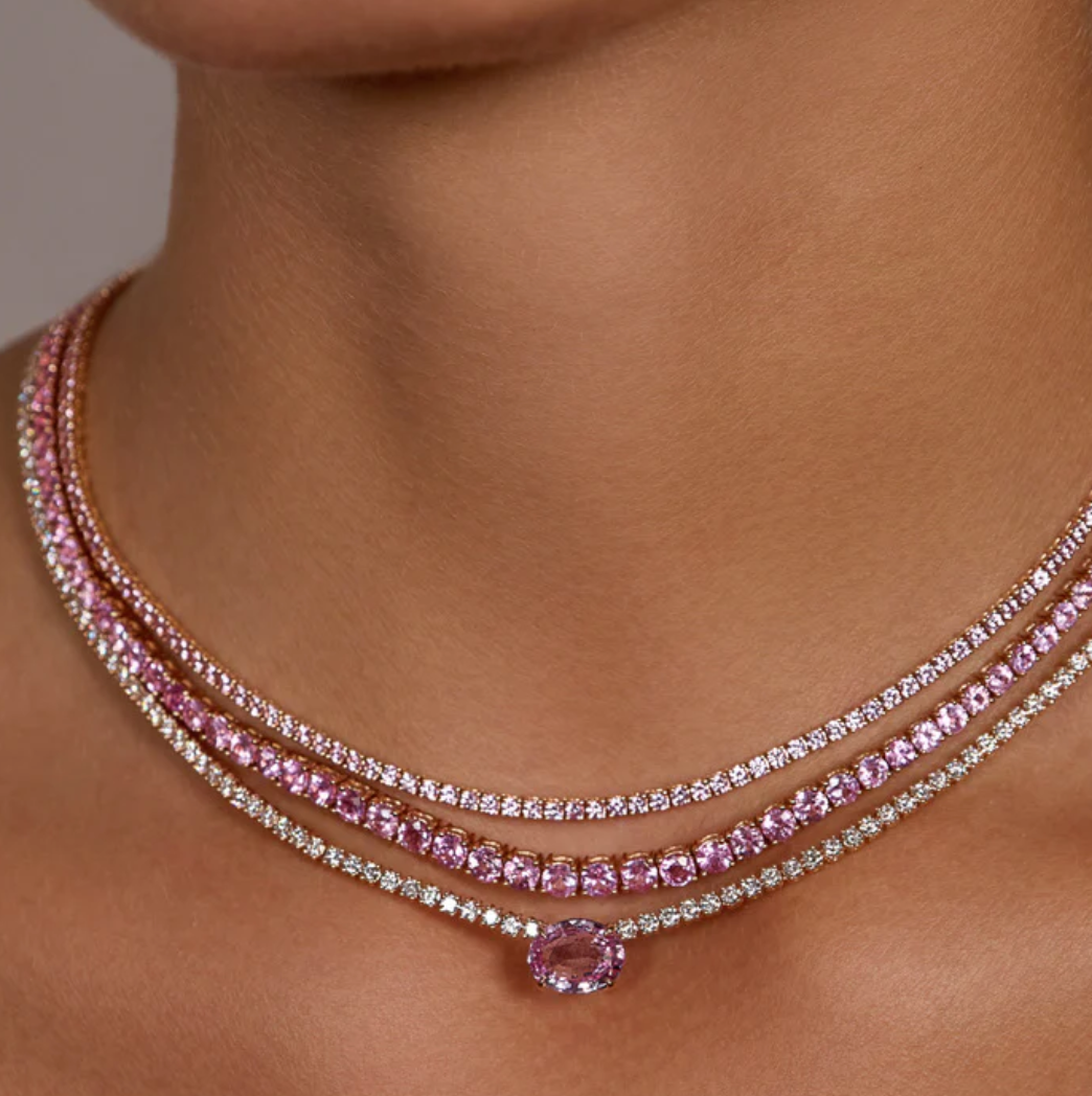Graduated Pink Sapphire Hepburn Choker