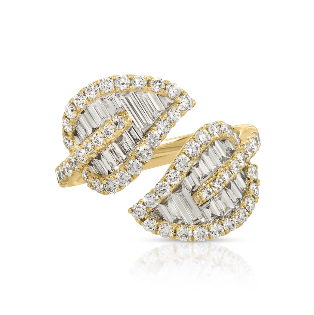 Small Diamond Leaf Ring