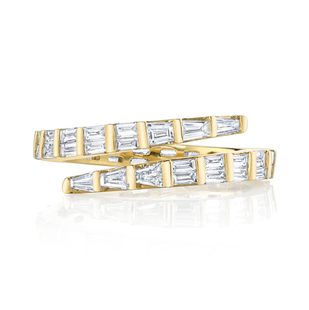 Two Row Baguette Diamond Coil Ring