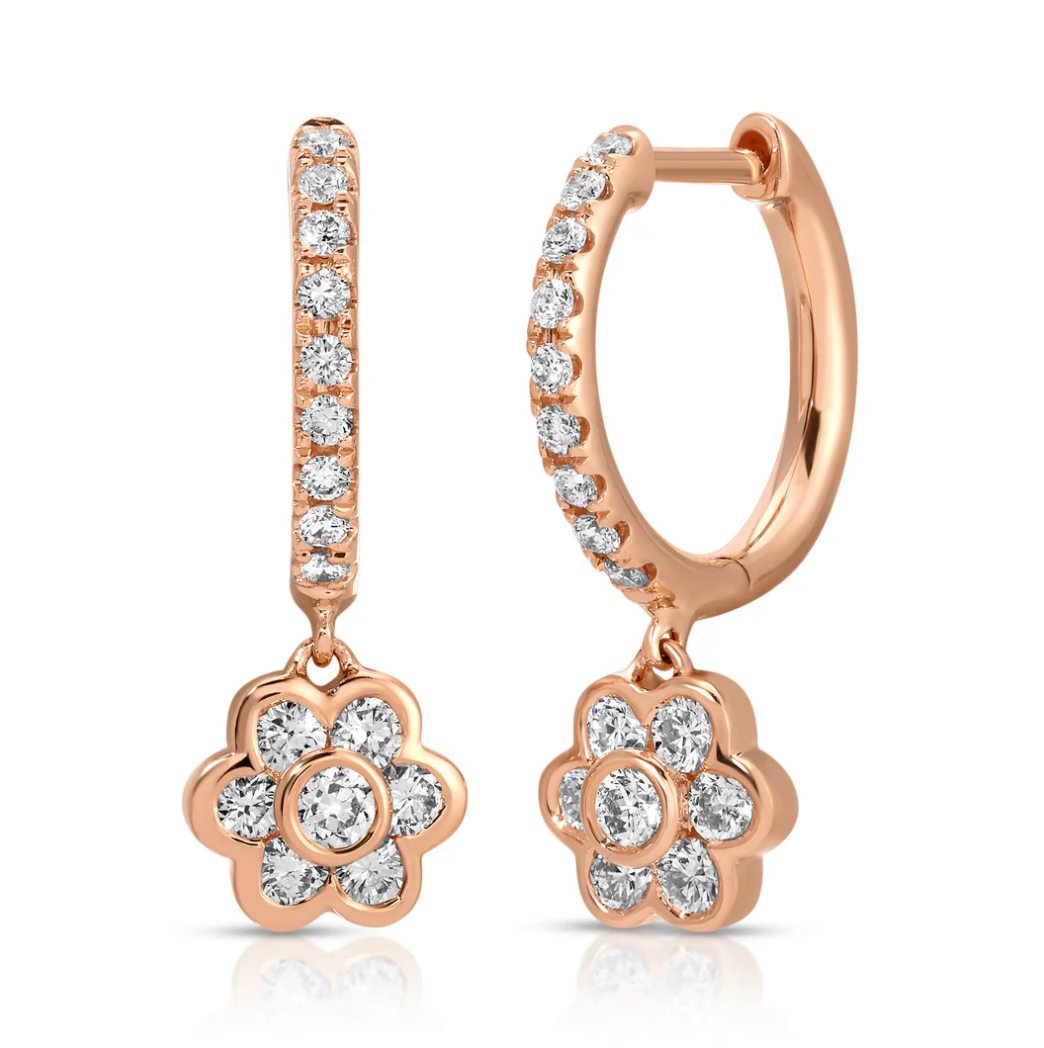 Small Diamond Flora Drop Huggies