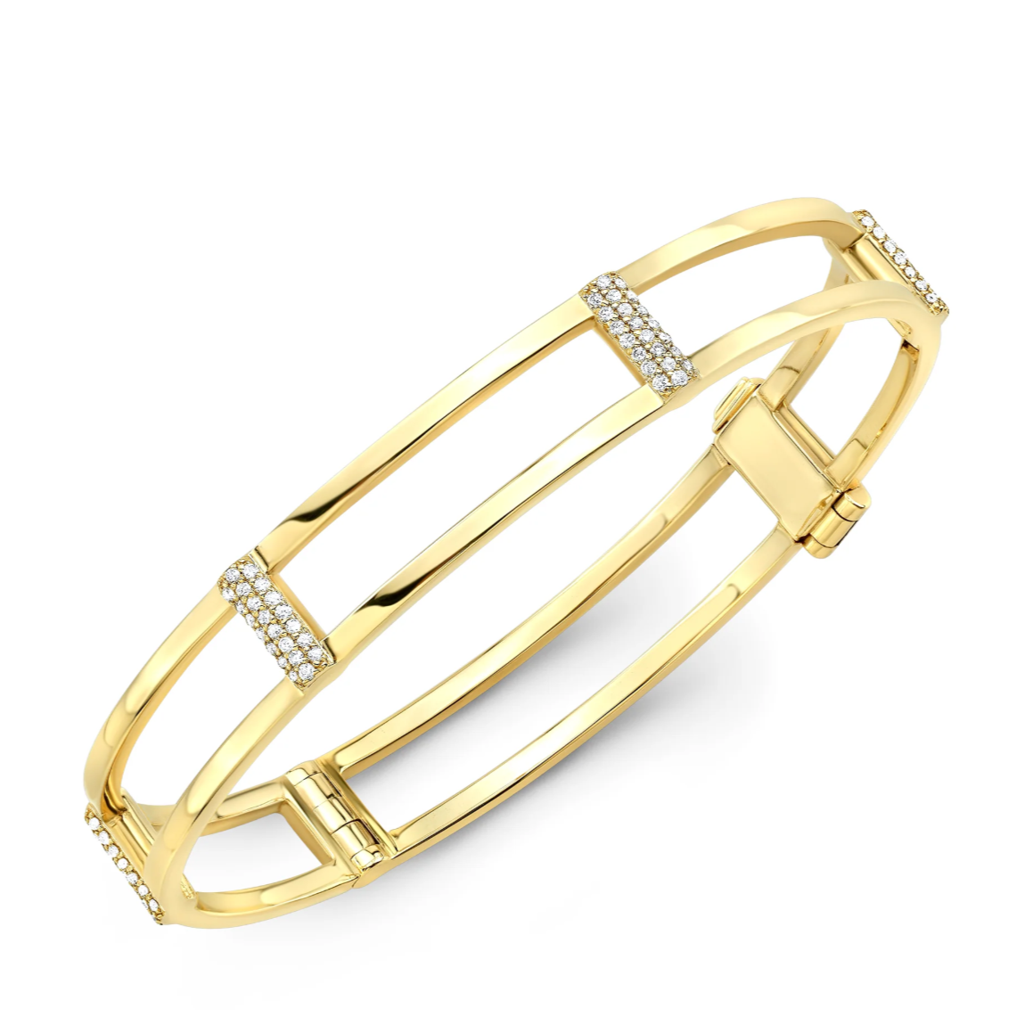 Locking Cage Bracelet With Diamond Posts
