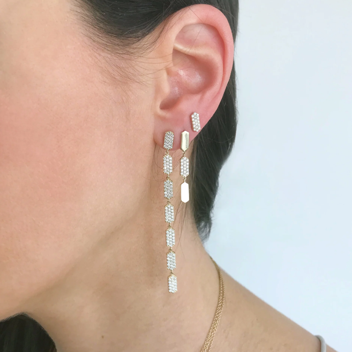 7 Tiered All Diamonds Marquis Earrings