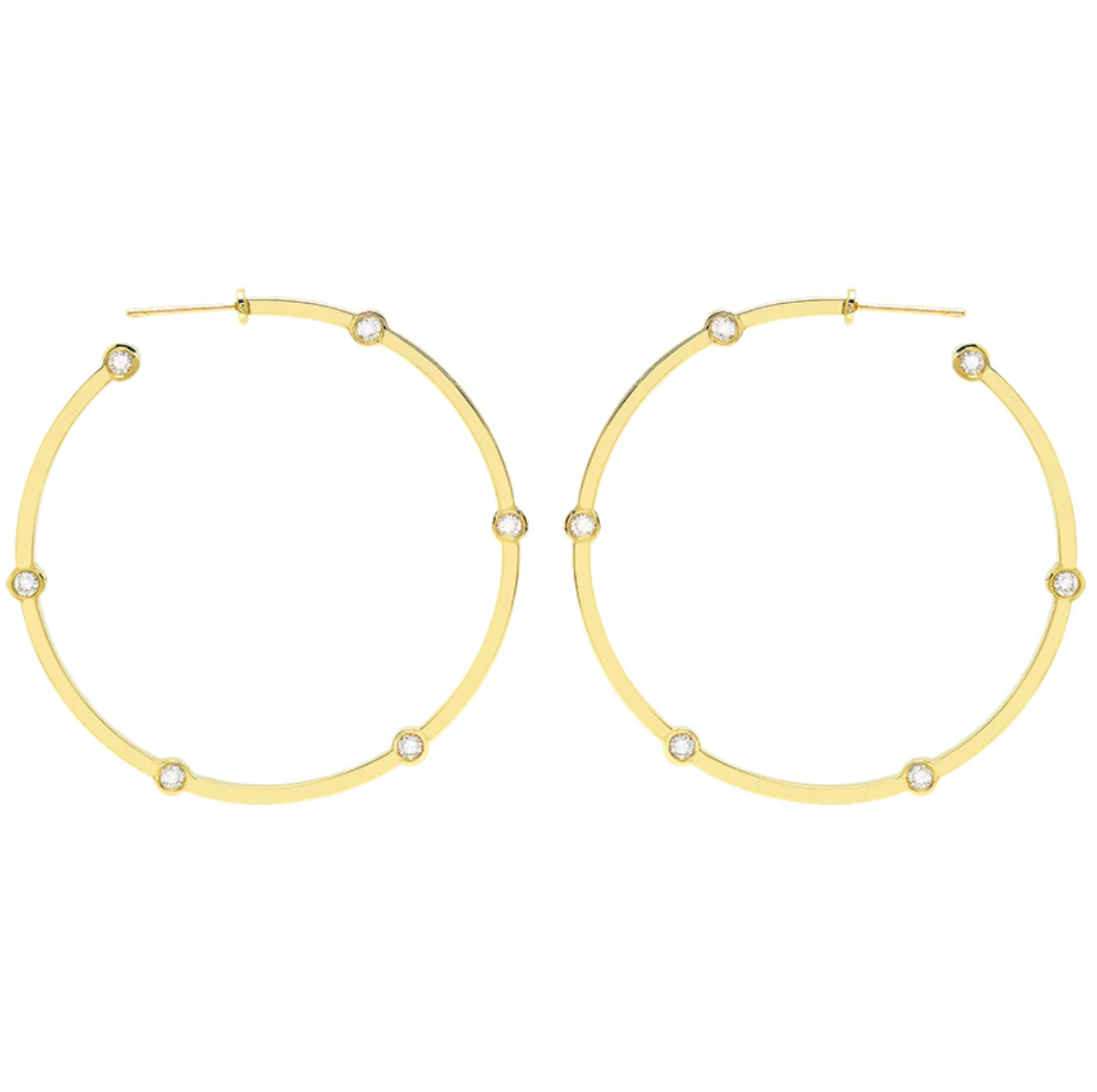 Large Cage Hoops With Diamonds On The Facets