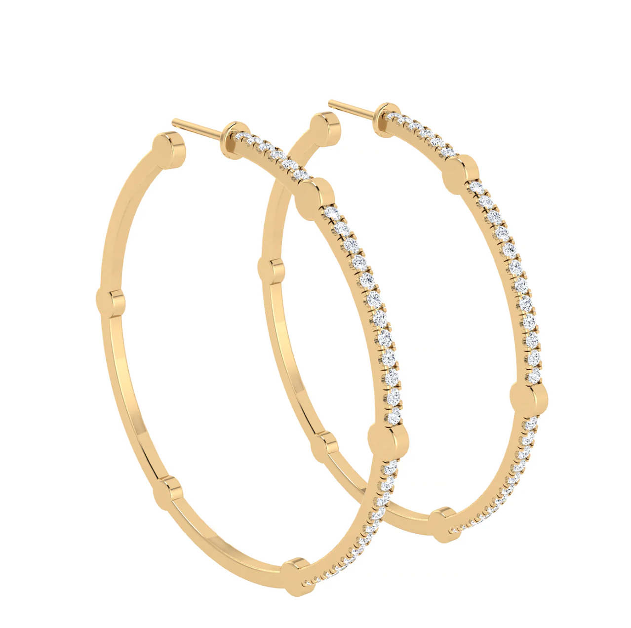 Large Cage Hoops with Diamonds on the Front