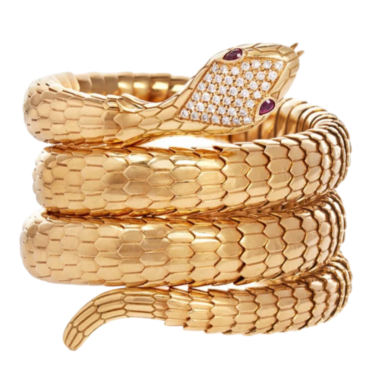 Il Serpente Triple Coil Bracelet with Diamonds & Rubies