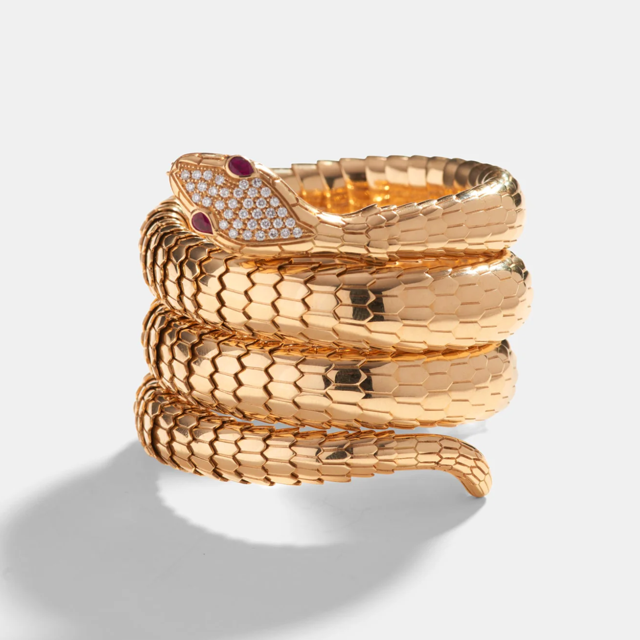 Il Serpente Triple Coil Bracelet with Diamonds & Rubies