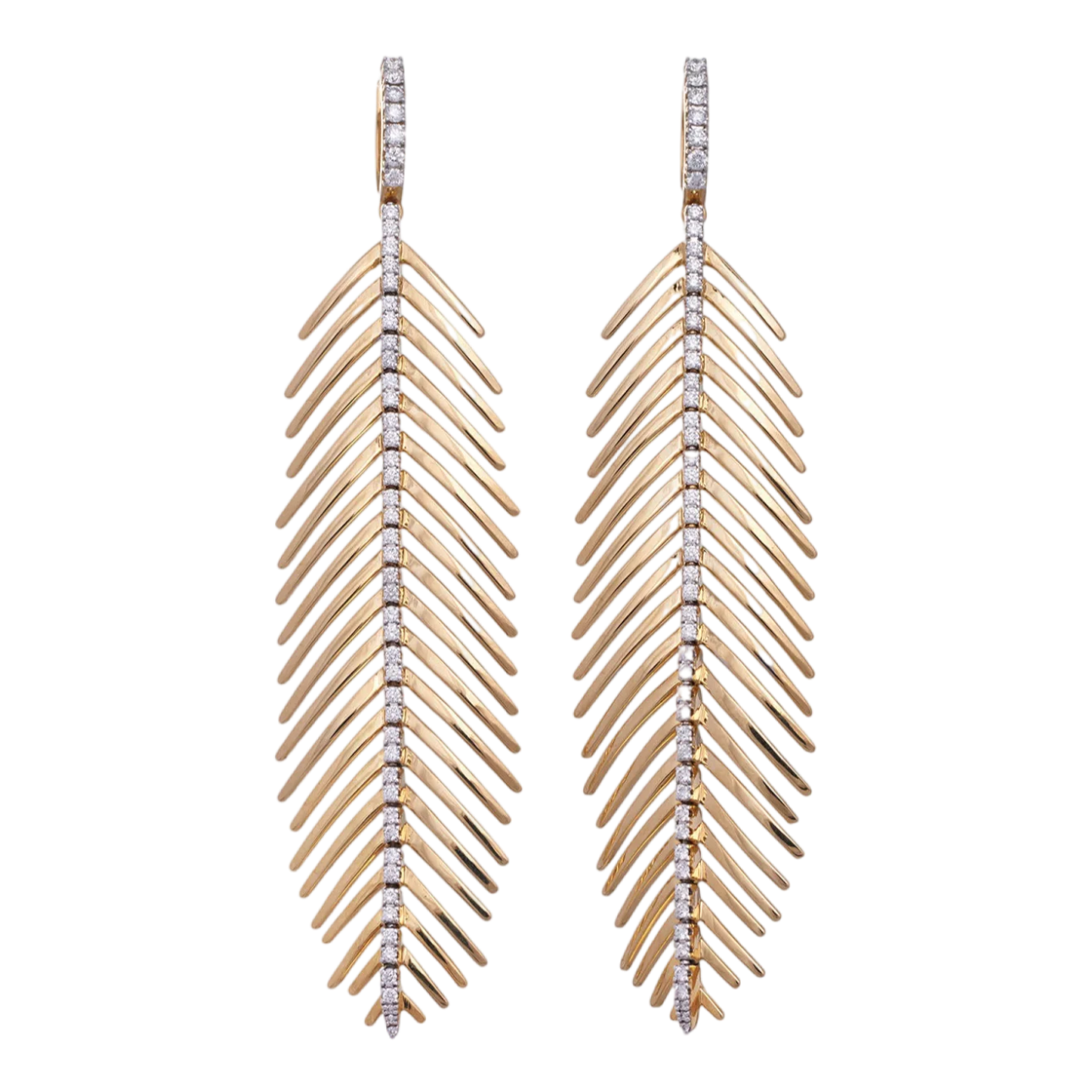 Feathers That Move Earrings With Diamond Spine