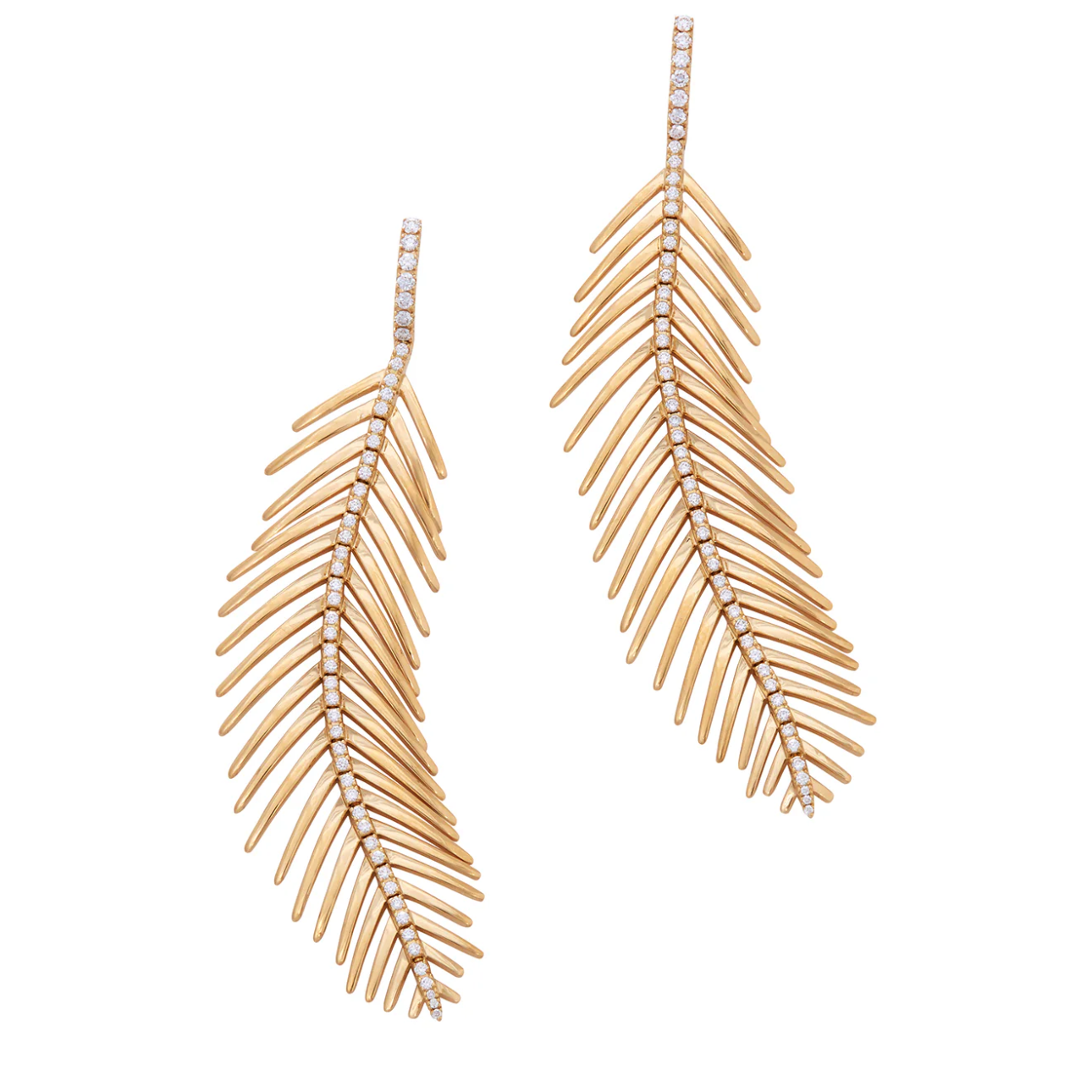 Feathers That Move Earrings With Diamond Spine