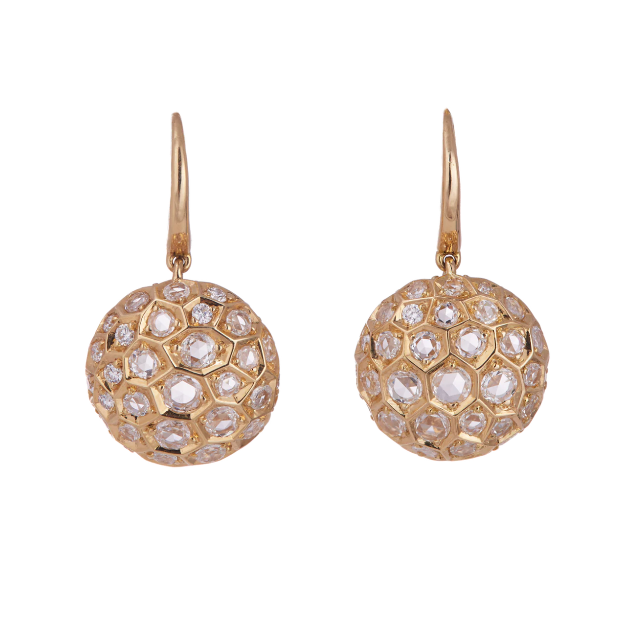 Honeycomb Earrings with Diamonds - Small