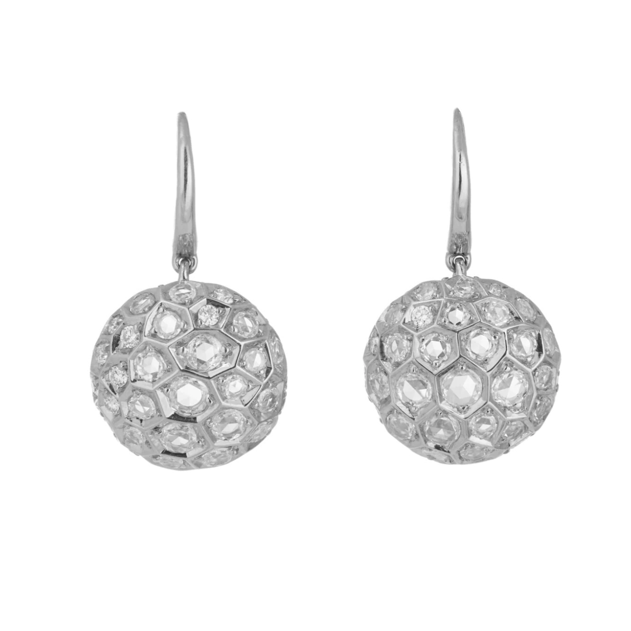 Honeycomb Earrings with Diamonds - Small