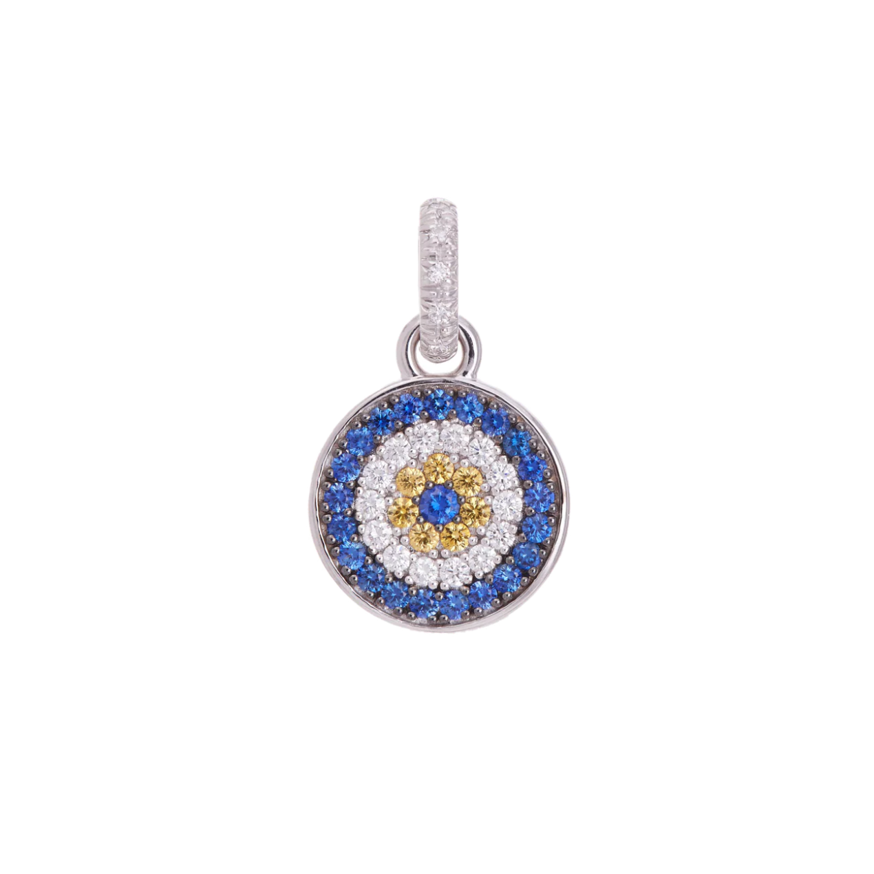 Evil Eye Charm With Diamonds & Sapphires