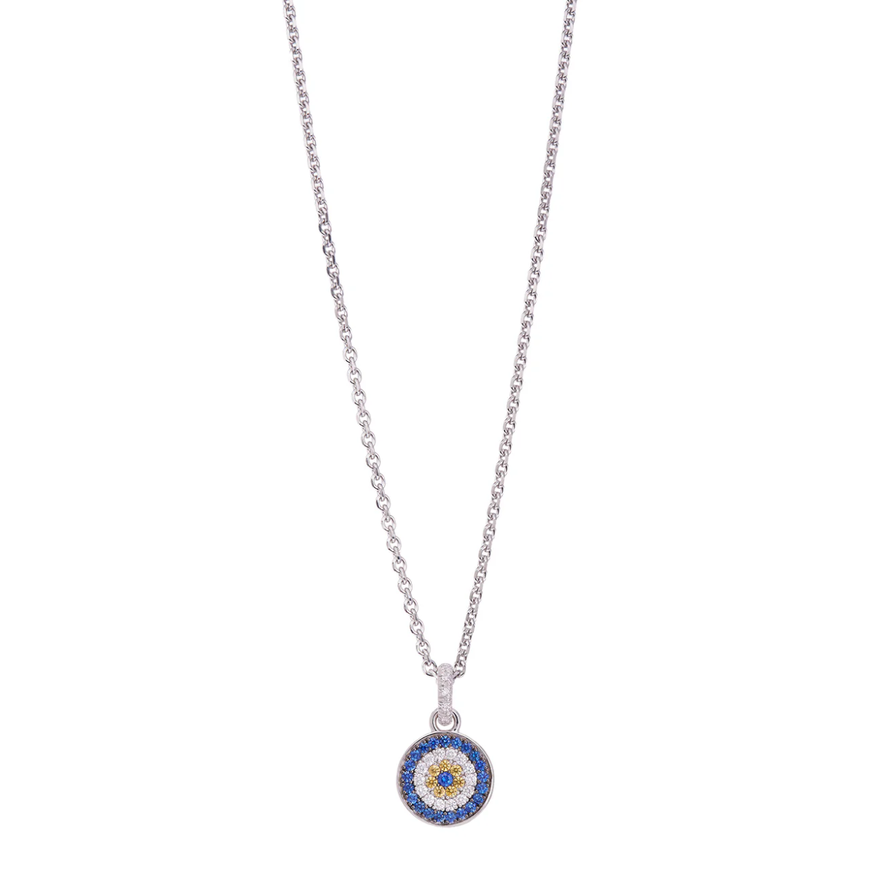 Evil Eye Charm With Diamonds & Sapphires