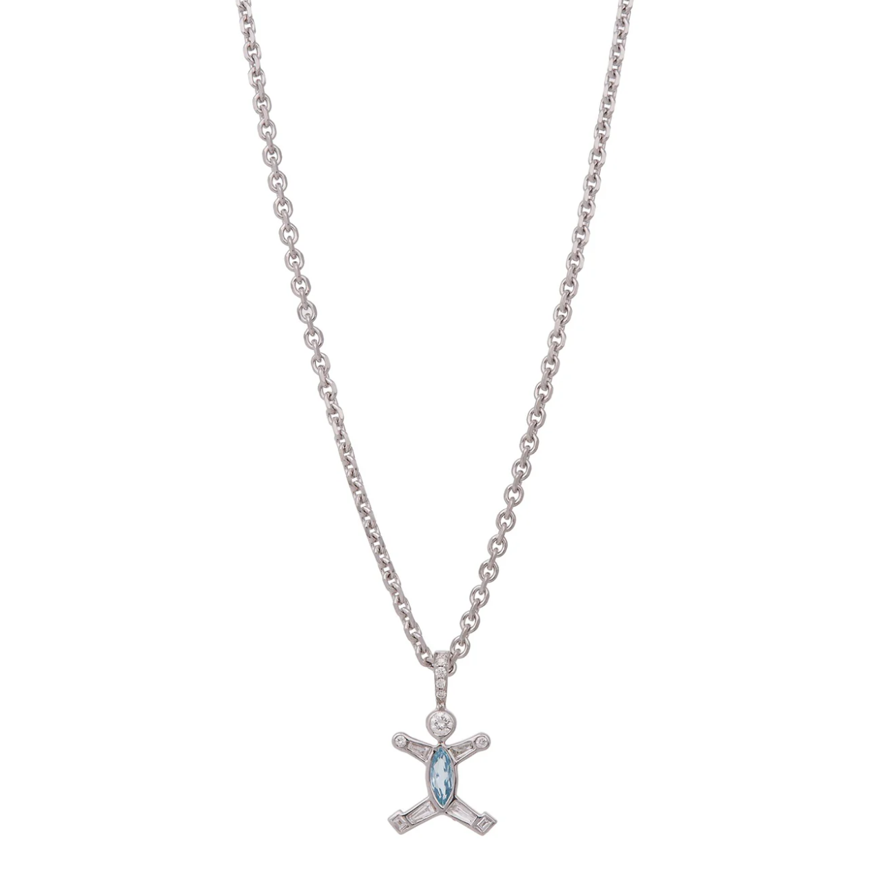 Baby Boy Charm With Diamonds & Aquamarine
