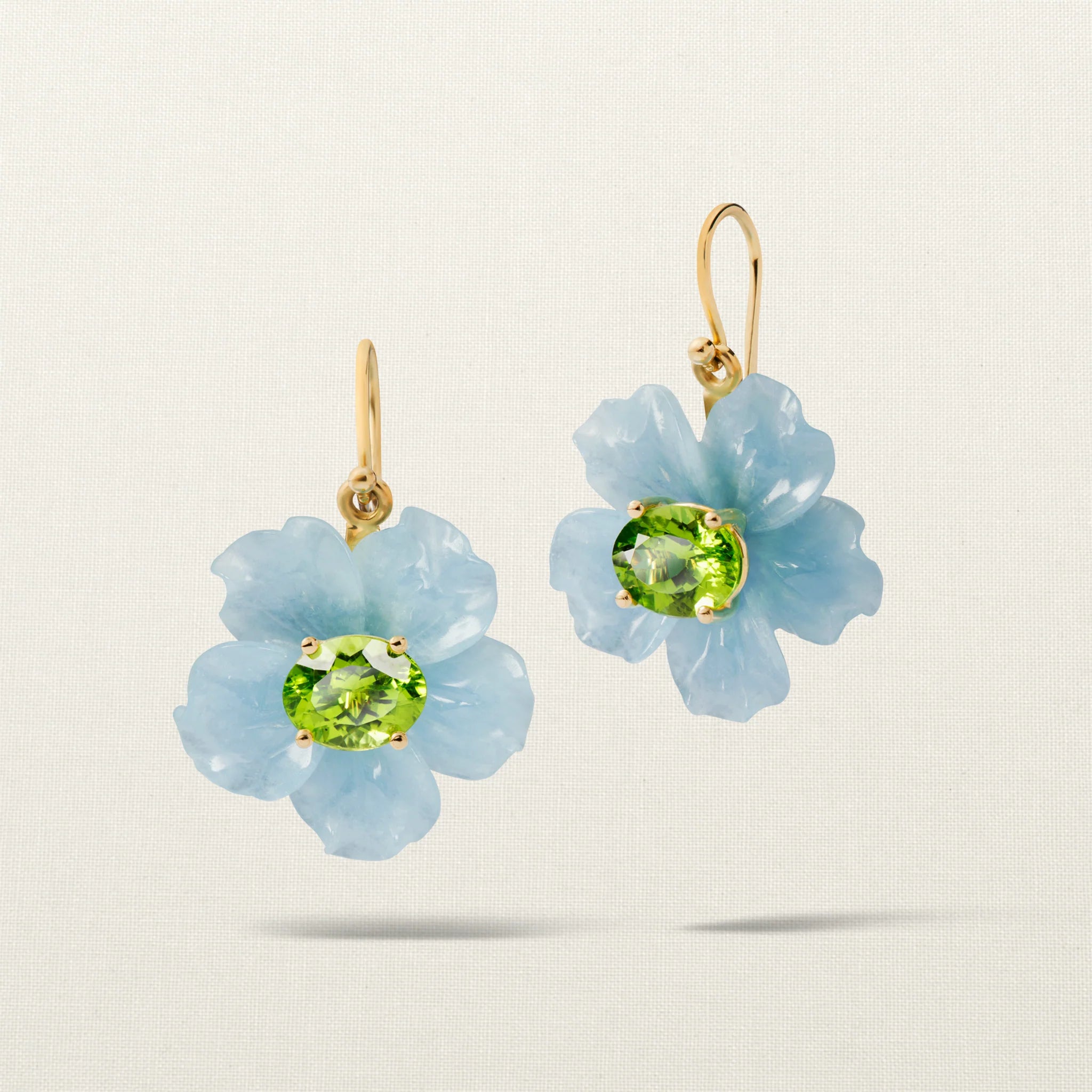 Sea Flower Earring Aquamarine Peridot