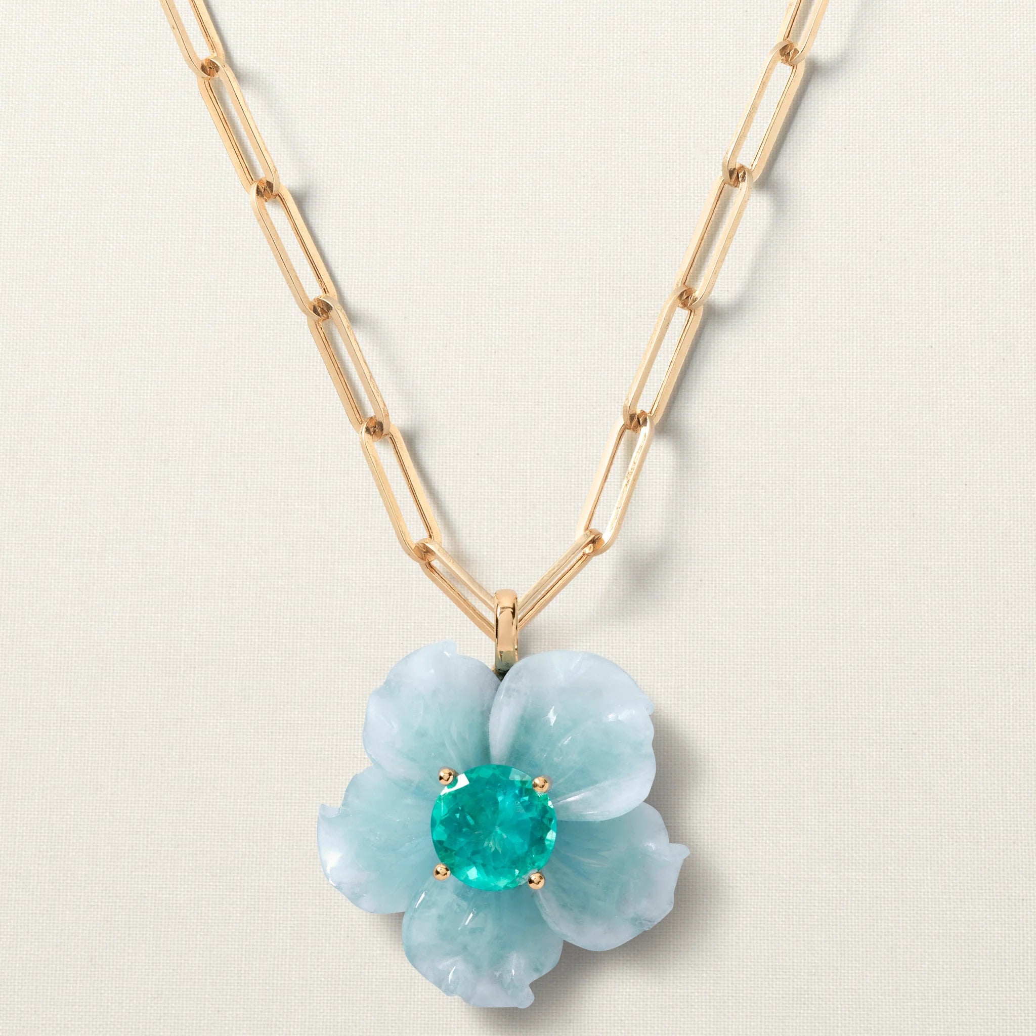 Sea Flower Pendant XL Aquamarine Apatite