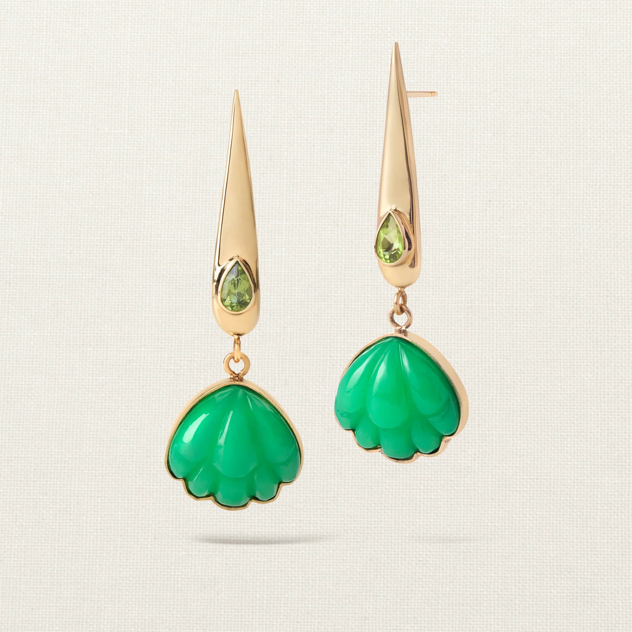 Lotus Drop Earring Chrysoprase Peridot