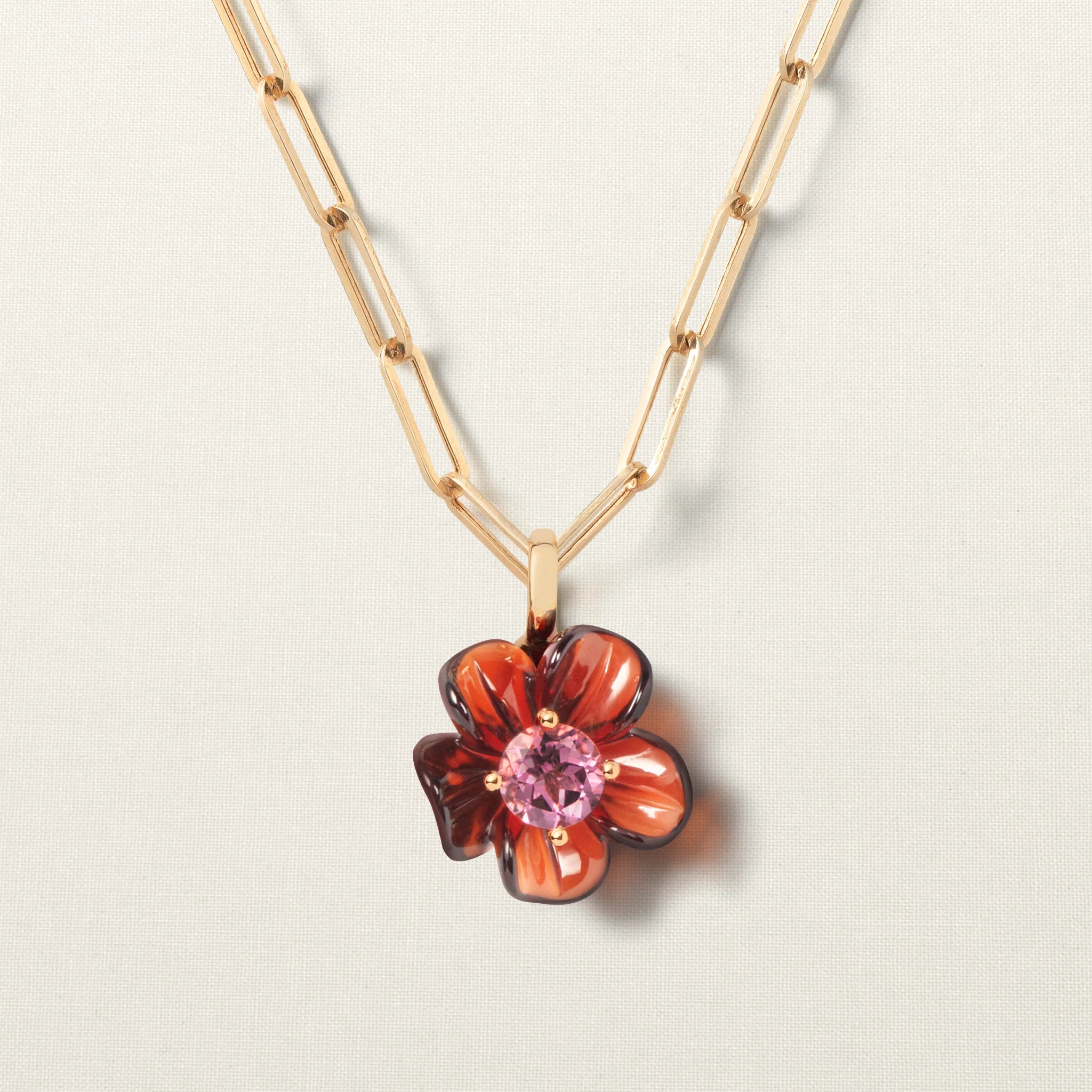 Island Flower Pendant Small Garnet Tourmaline
