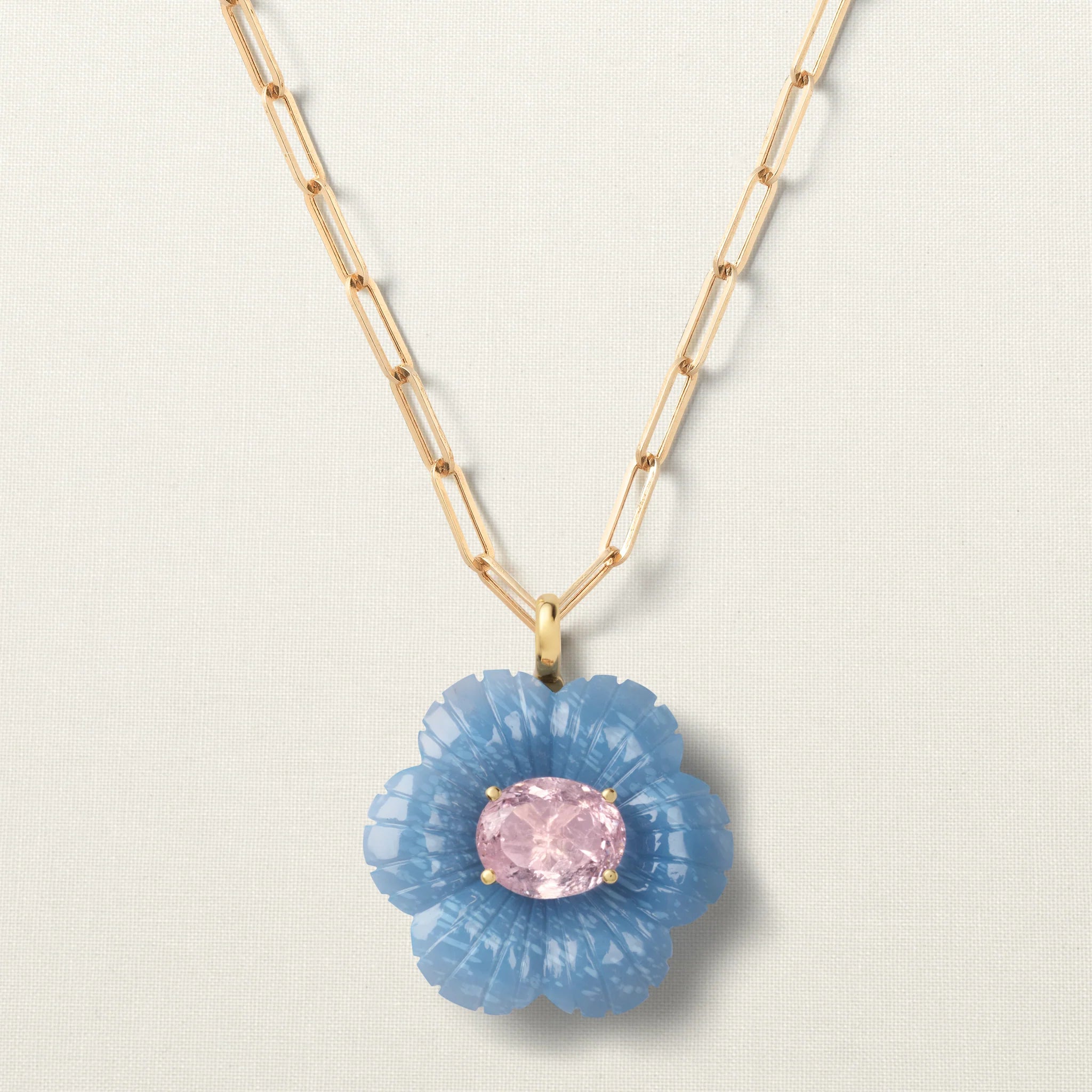 Paradise Flower Pendant XL Blue Opal Morganite