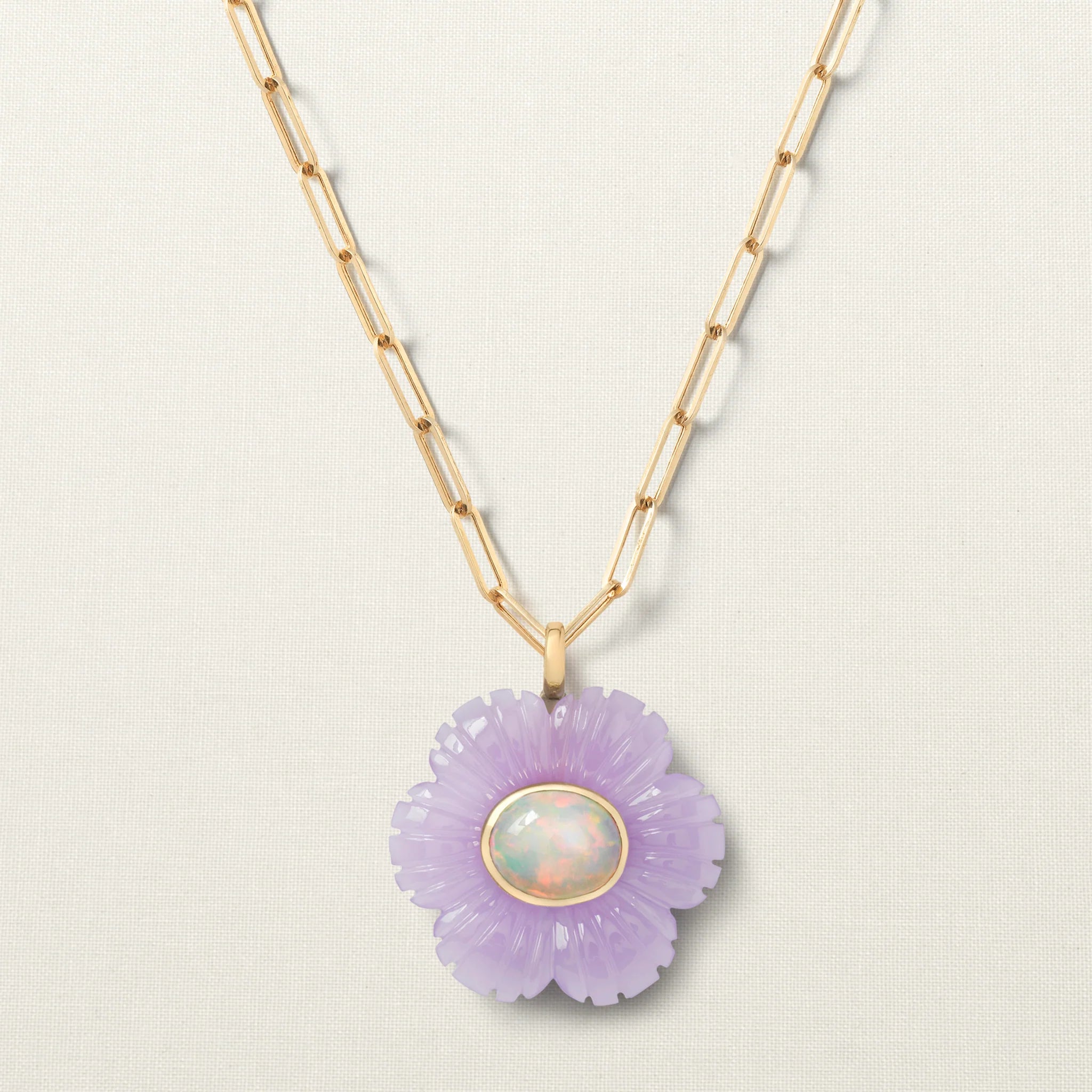 Paradise Flower Pendant XL Yttrium Fluorite Ethiopian Opal