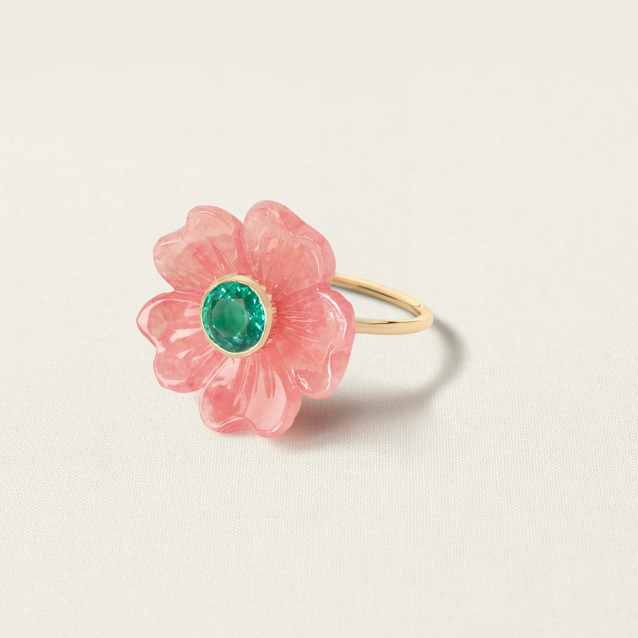 Signature Flower Ring Small Rhodochrosite Apatite